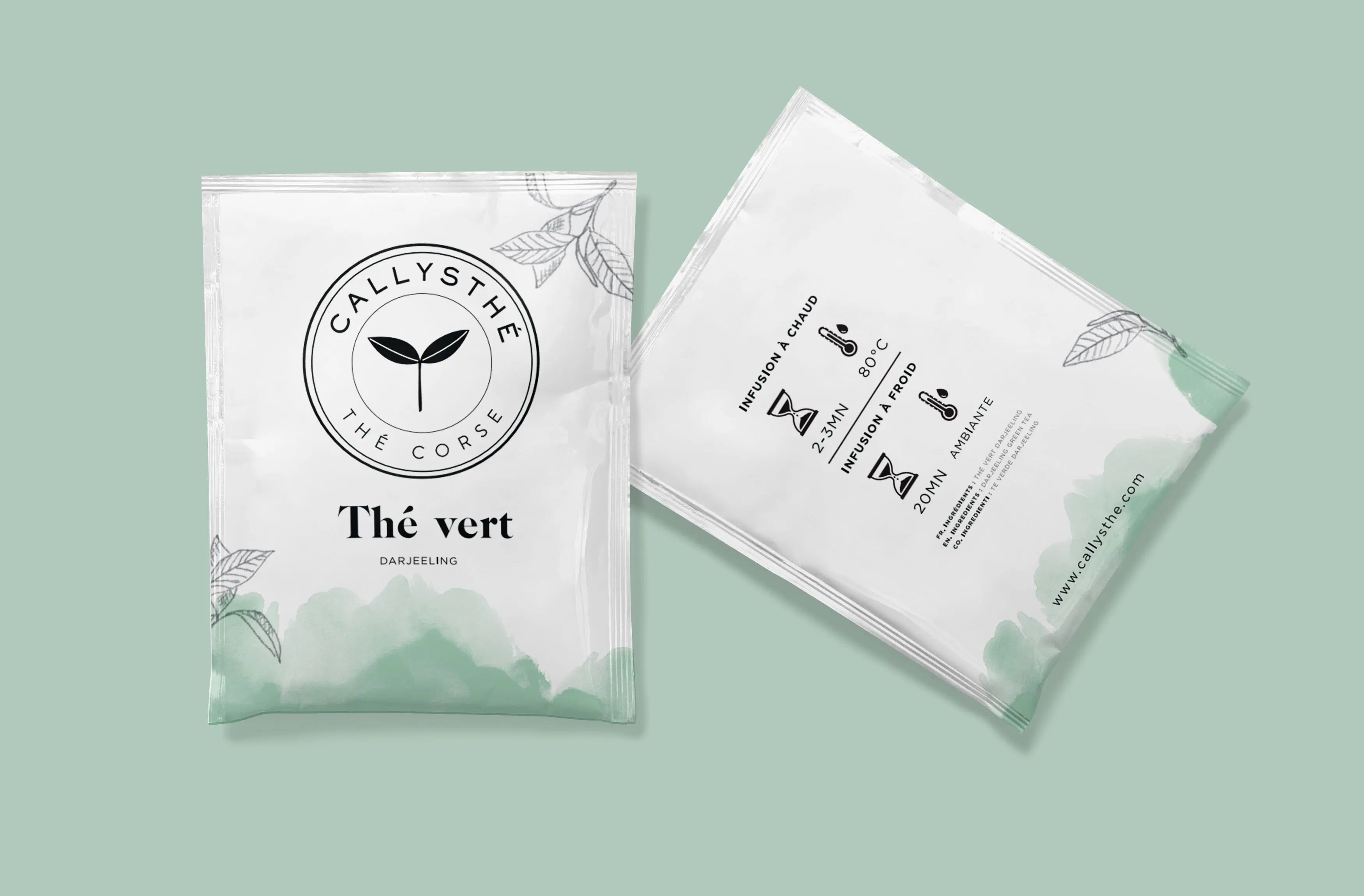 Té verde Darjeeling - Caja de 20 bolsitas de té individuales