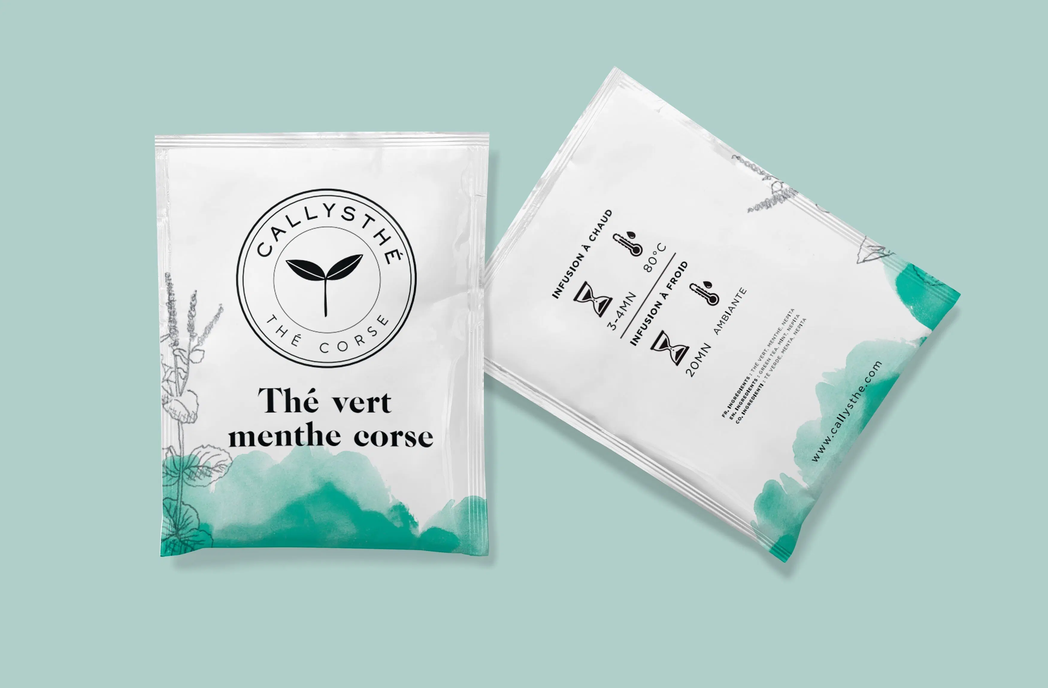 Té verde y menta de Córcega - Caja de 20 bolsitas individuales
