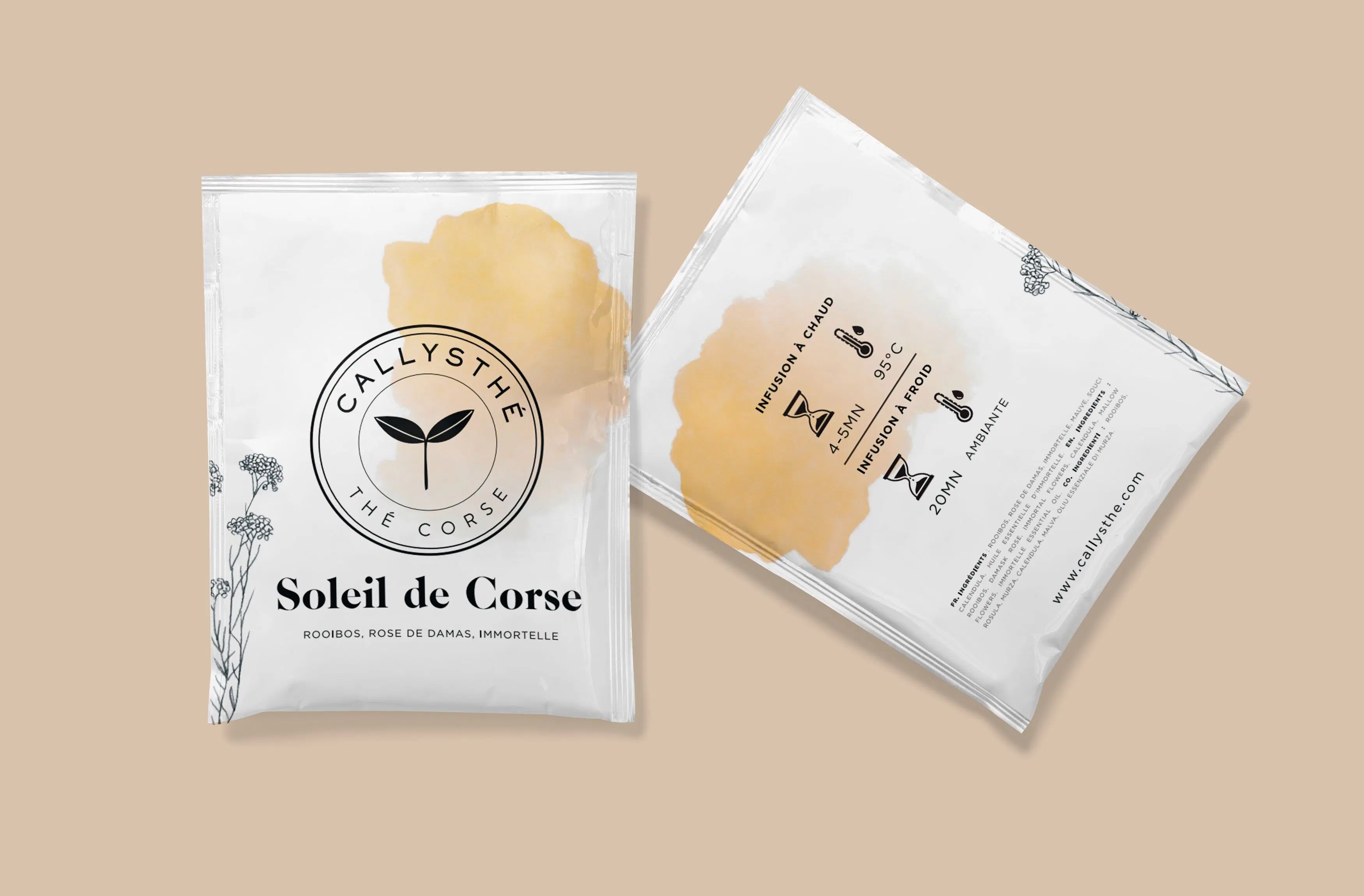 Sol de Córcega - Rooibos, Siempreviva, Rosa - Caja de 20 bolsitas individuales