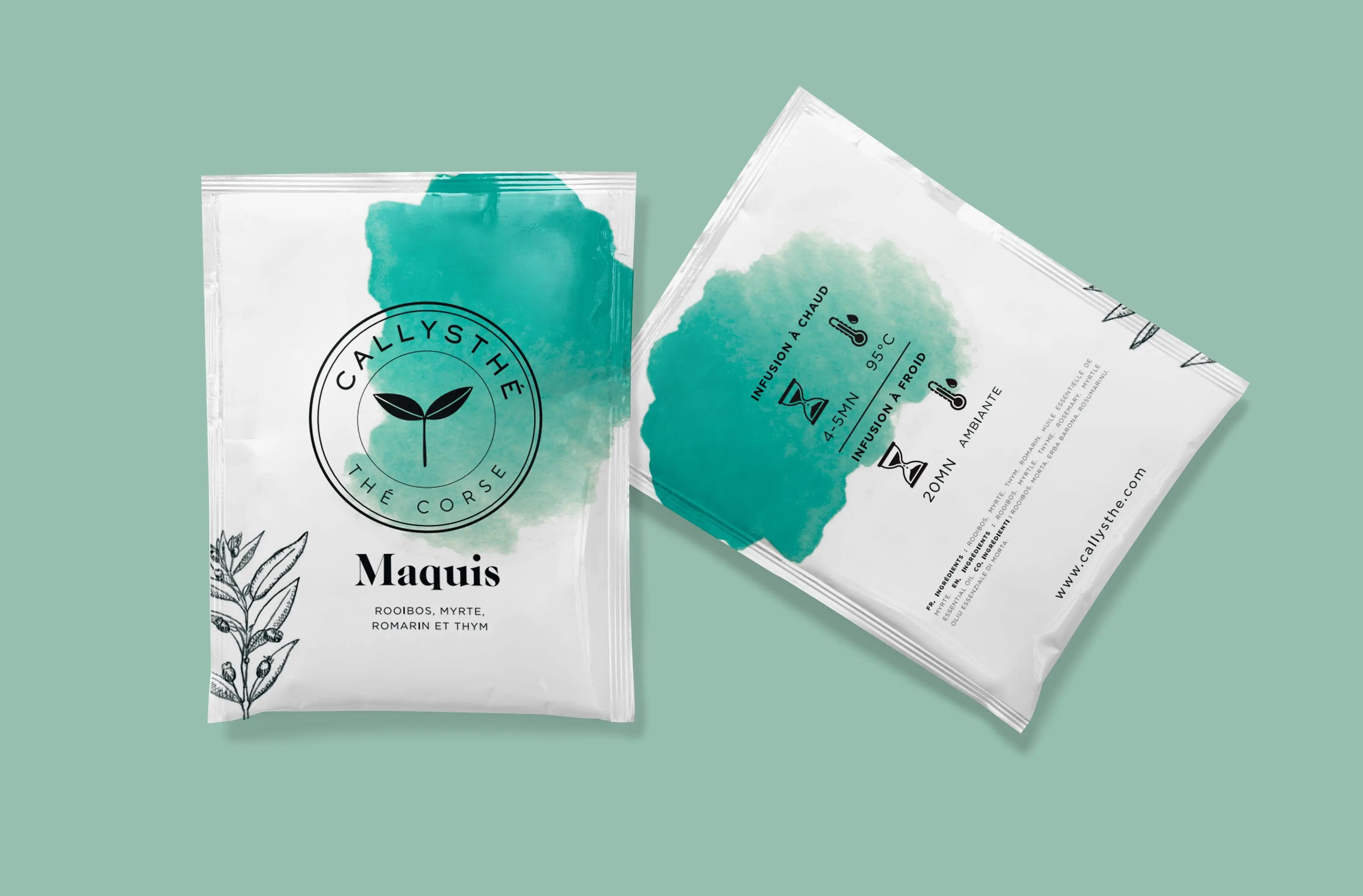 Maquis - rooibos con tomillo, romero y mirto - Caja de 20 bolsitas individuales