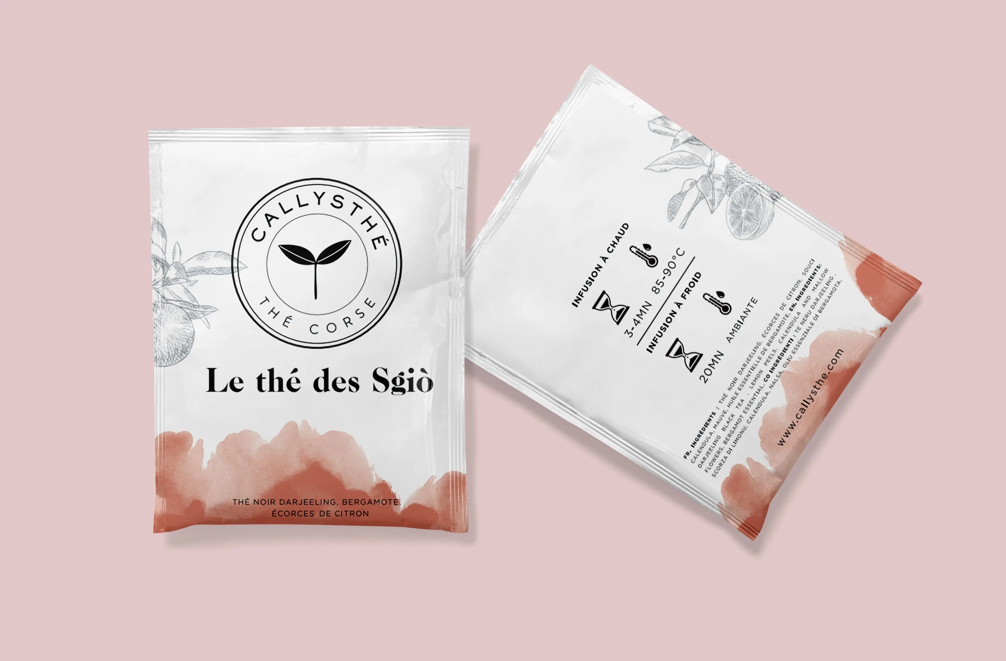 Té Sgio's - Té negro Darjeeling con bergamota y limón corso - Caja de 20 bolsitas de té individuales