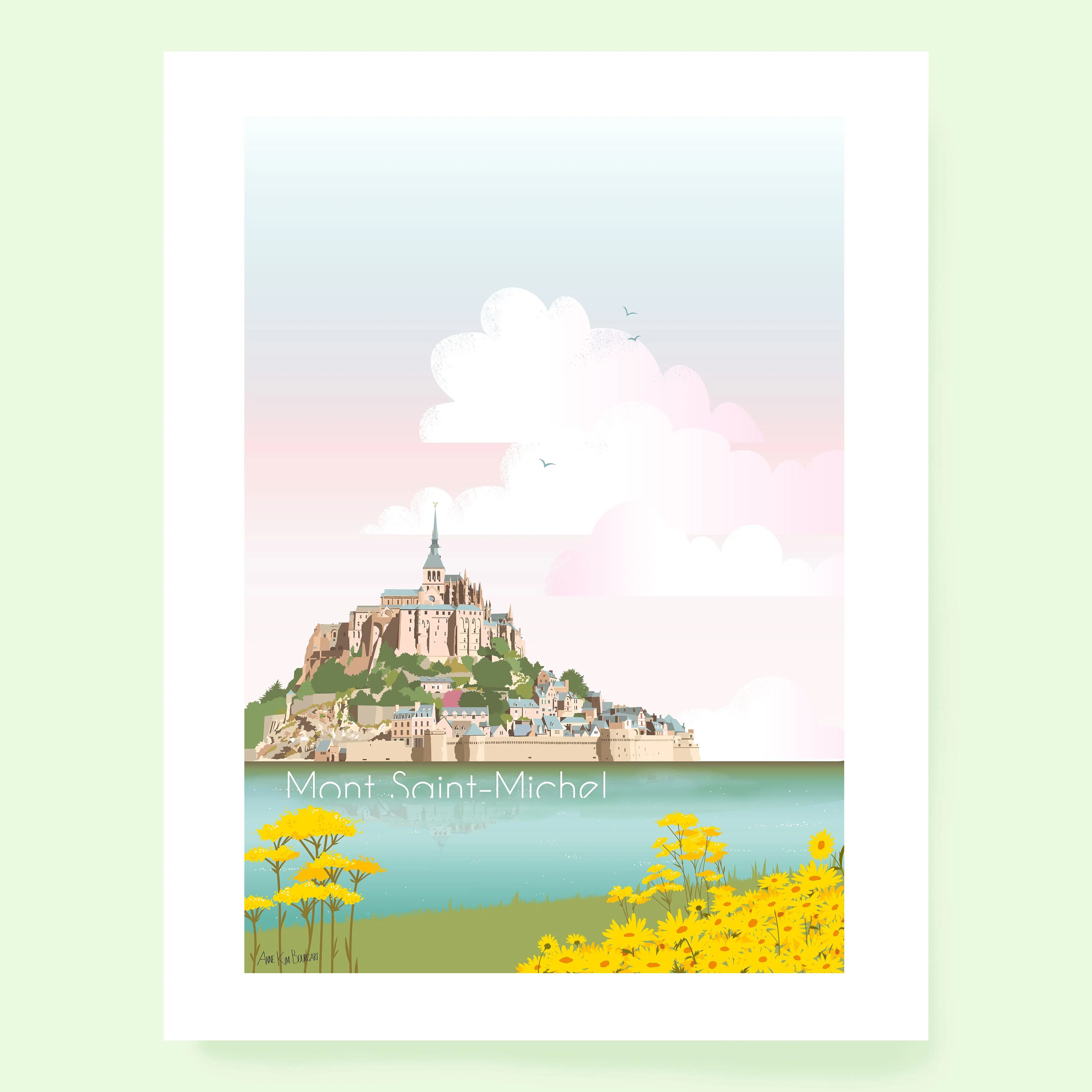 Mont Saint Michel poster, Normandy poster 3 sizes