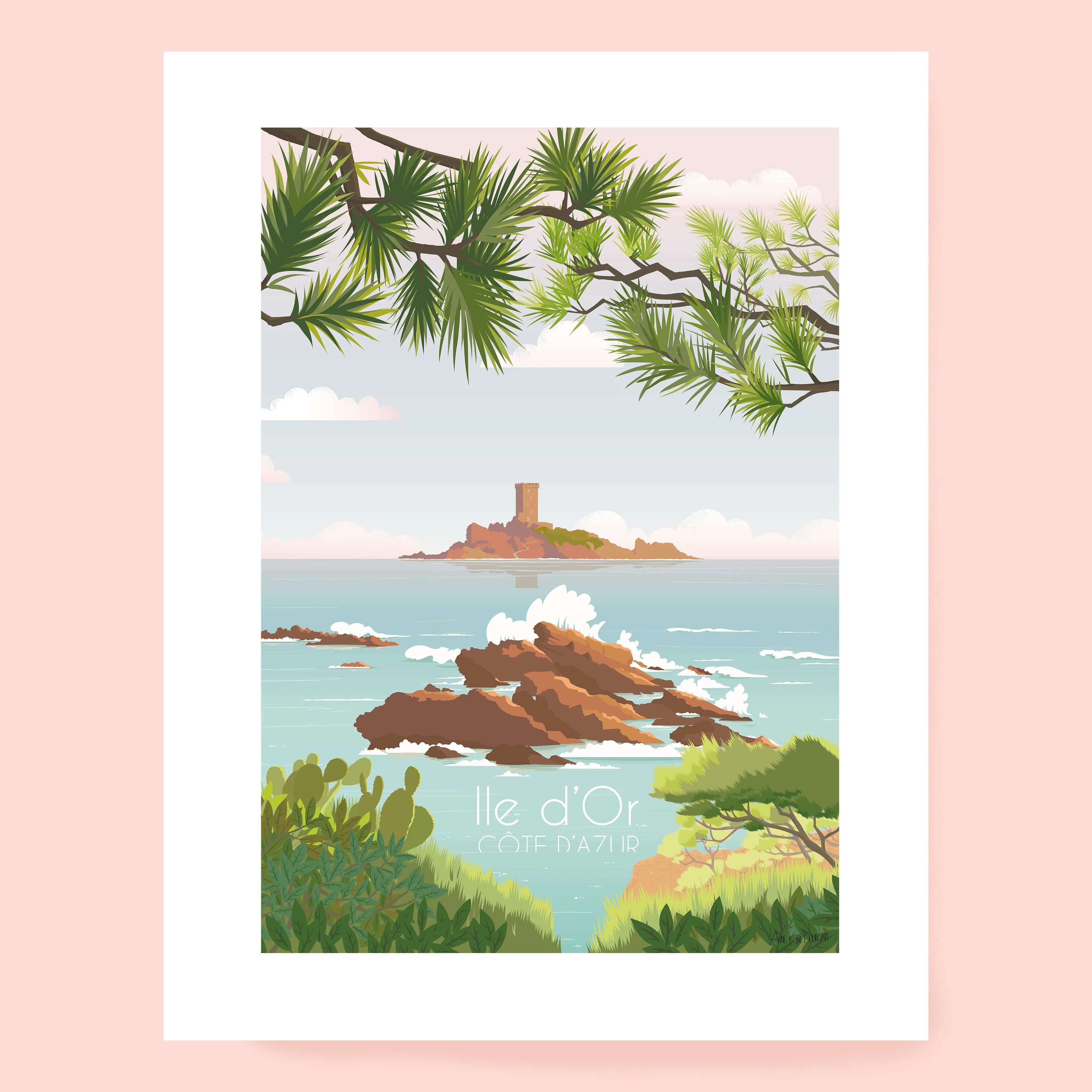 Ile d'Or poster, Côte d'Azur poster, mysterious island, Saint Raphaël