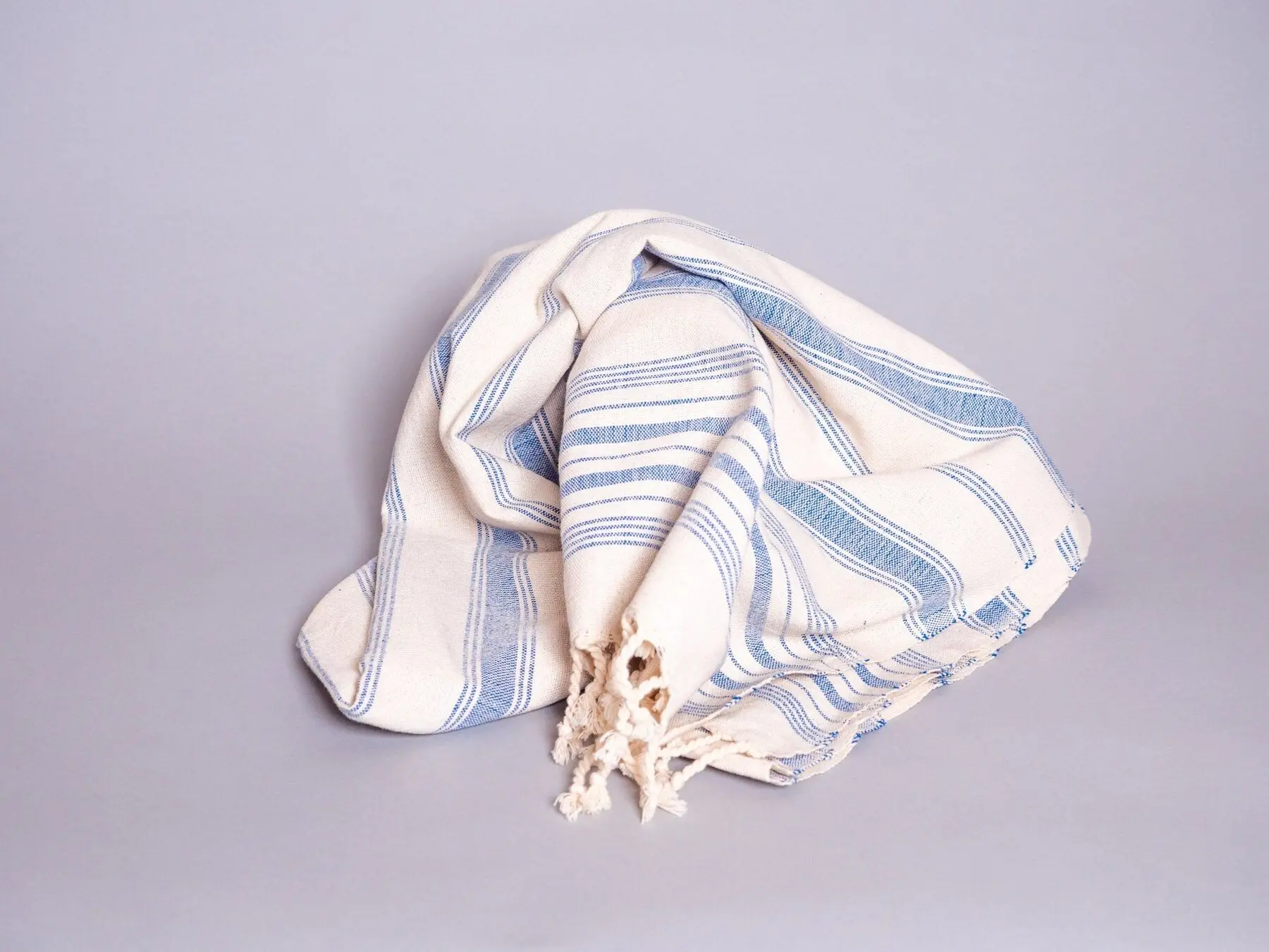 Hand-woven towel: Sky Blue Striped Cotton