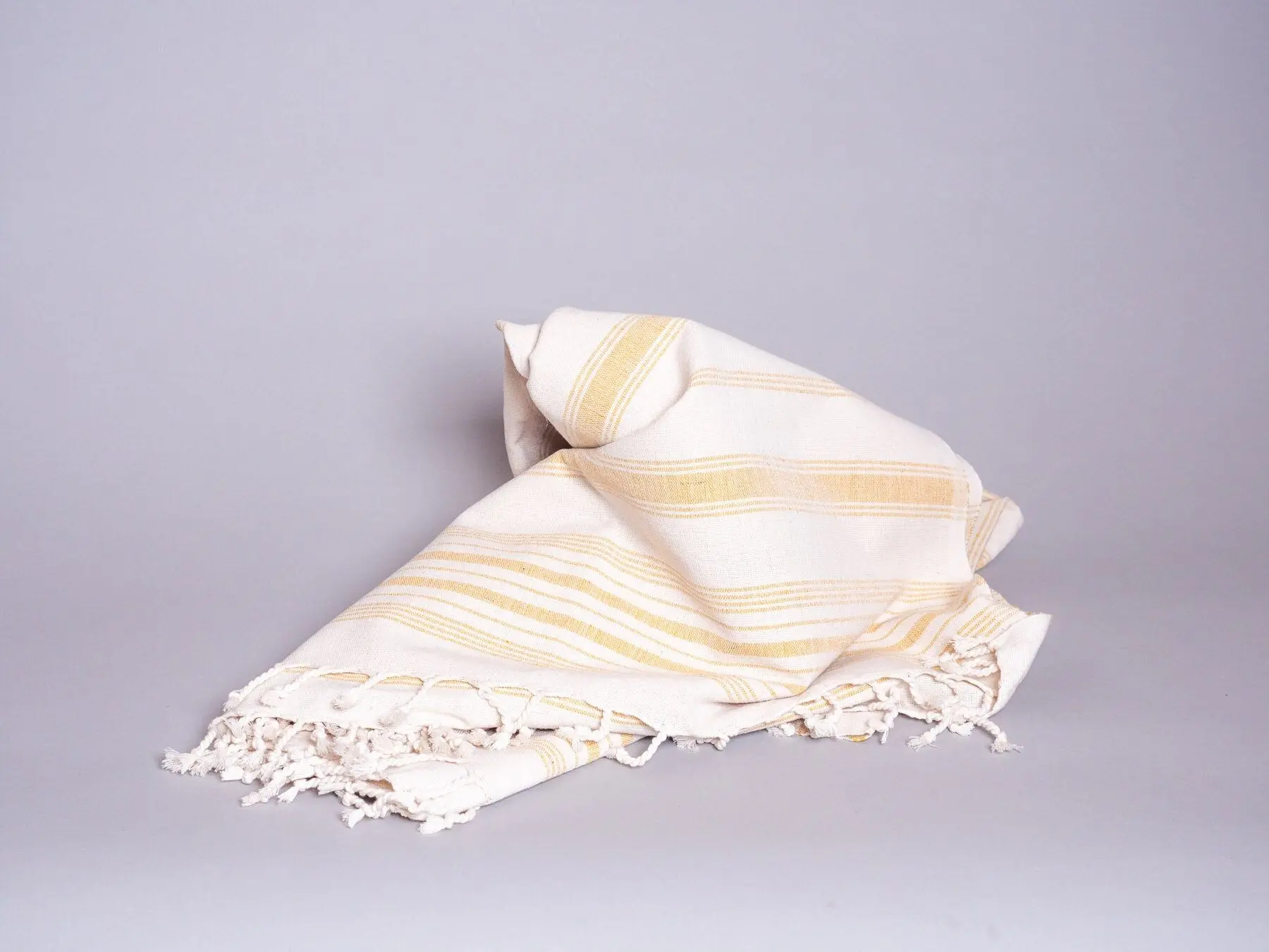 Hand-woven towel: Cotton Blue Yellow Stripes