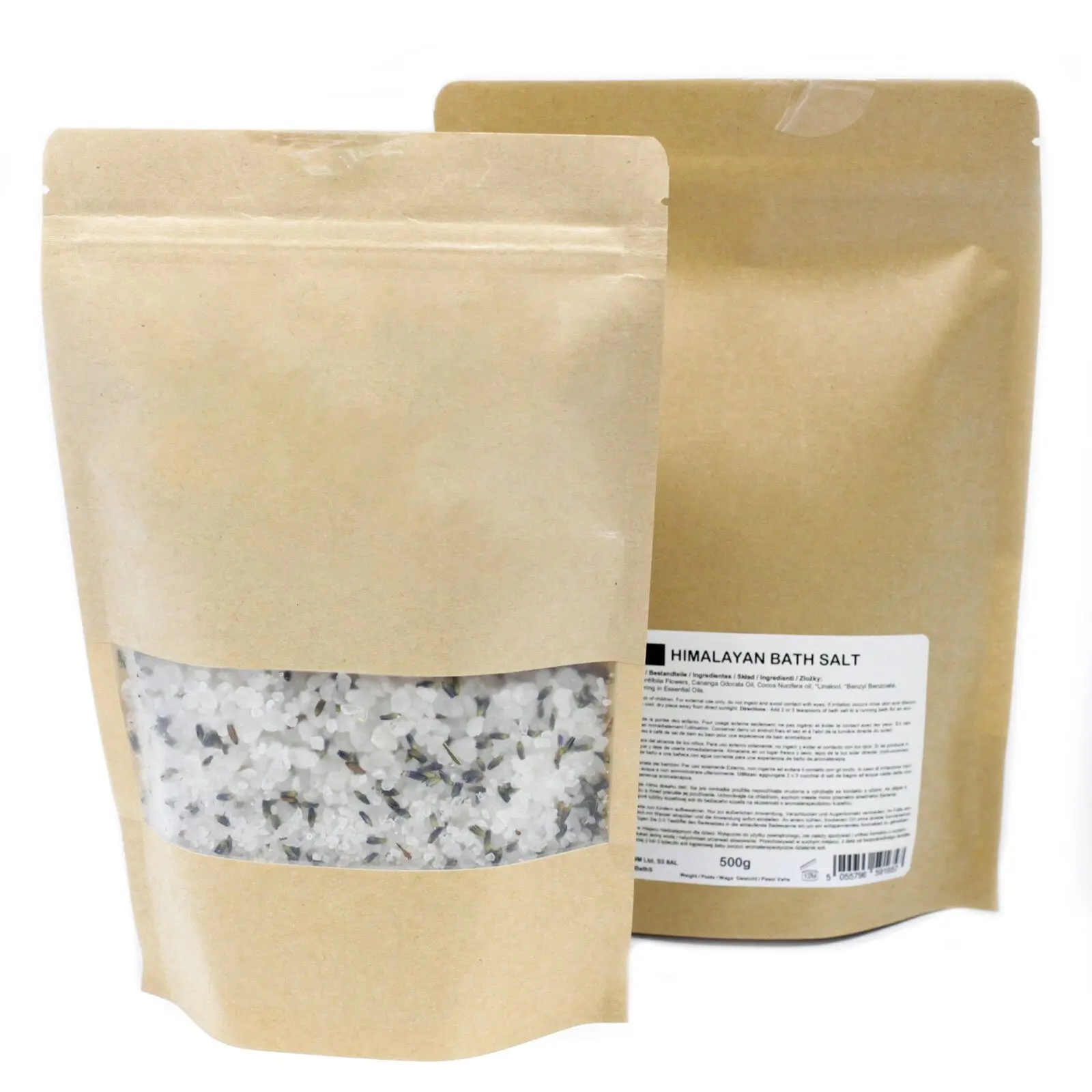 HBATHSUL-01 - Mezcla de sales de baño del Himalaya 500 g - Relax - Etiqueta blanca - Se vende en 3 unidades por exterior