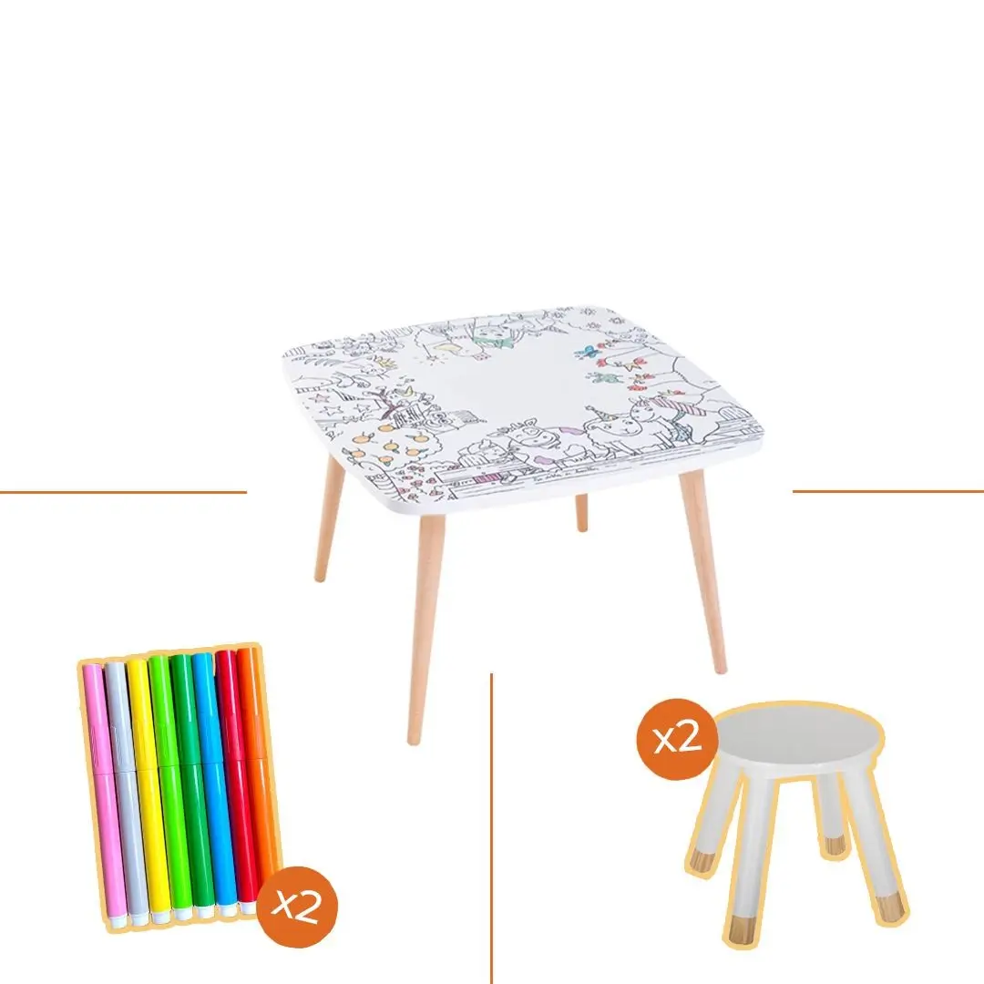 Colorable pack 2 stools