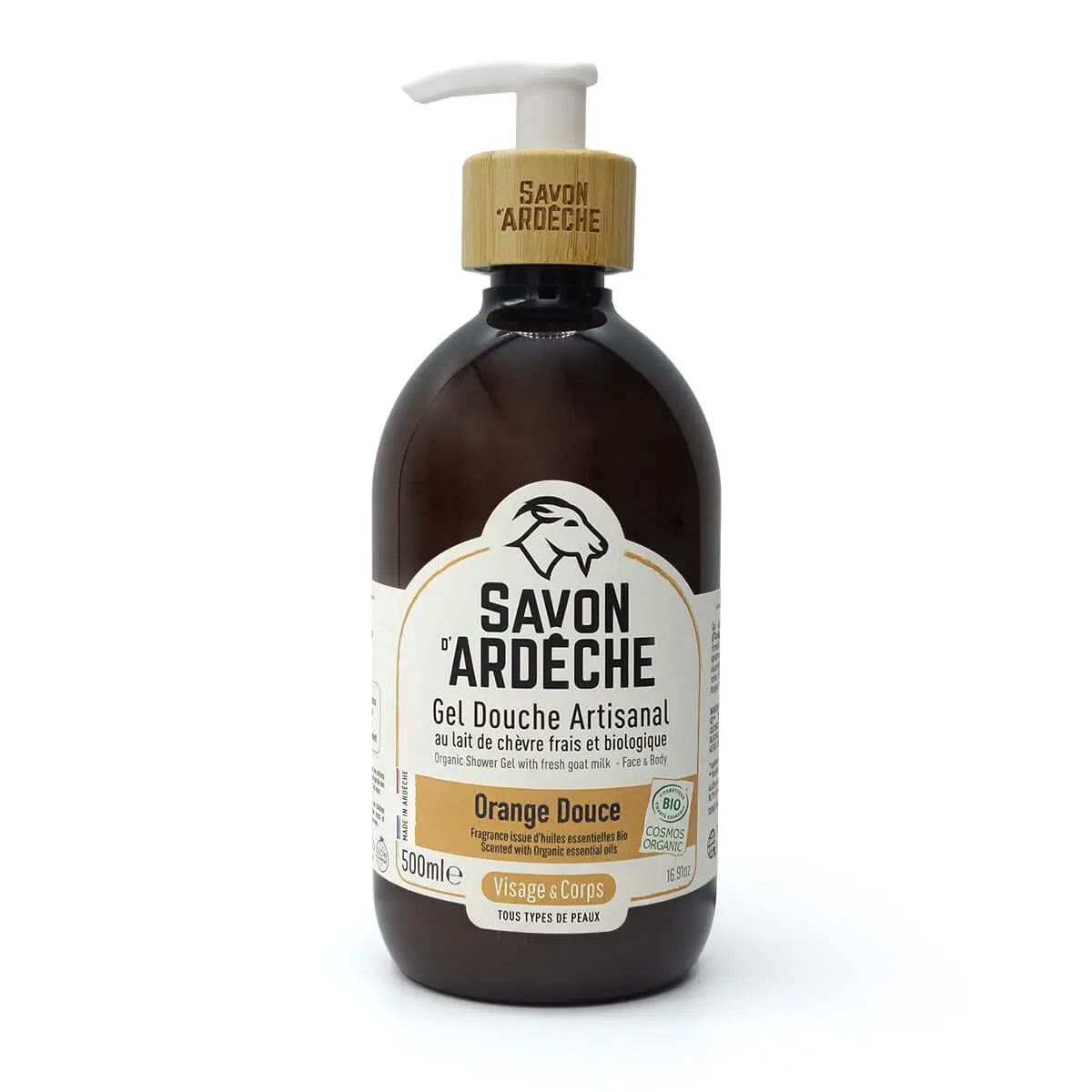 Handgemachtes Bio-Duschgel mit frischer Ziegenmilch – 500 ml – Süße Orange