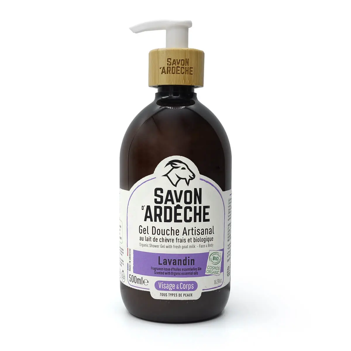 Bio-Duschgel, handgefertigt mit frischer Ziegenmilch – 500 ml – Lavendel