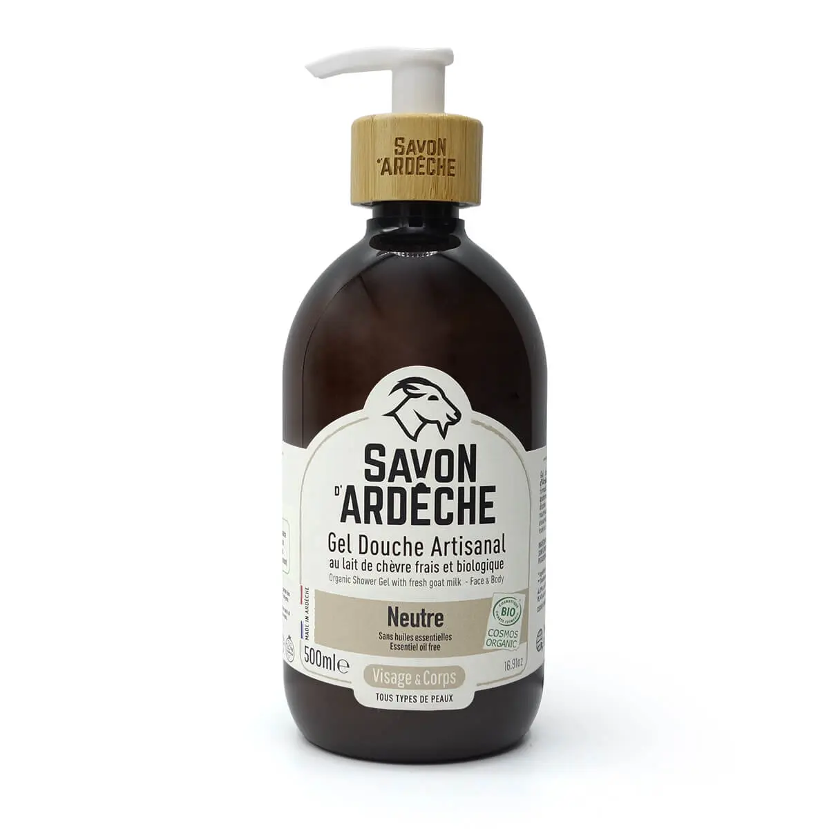 Handgemachtes Bio-Duschgel mit frischer Ziegenmilch – 500 ml – Neutral (ohne ätherische Öle)