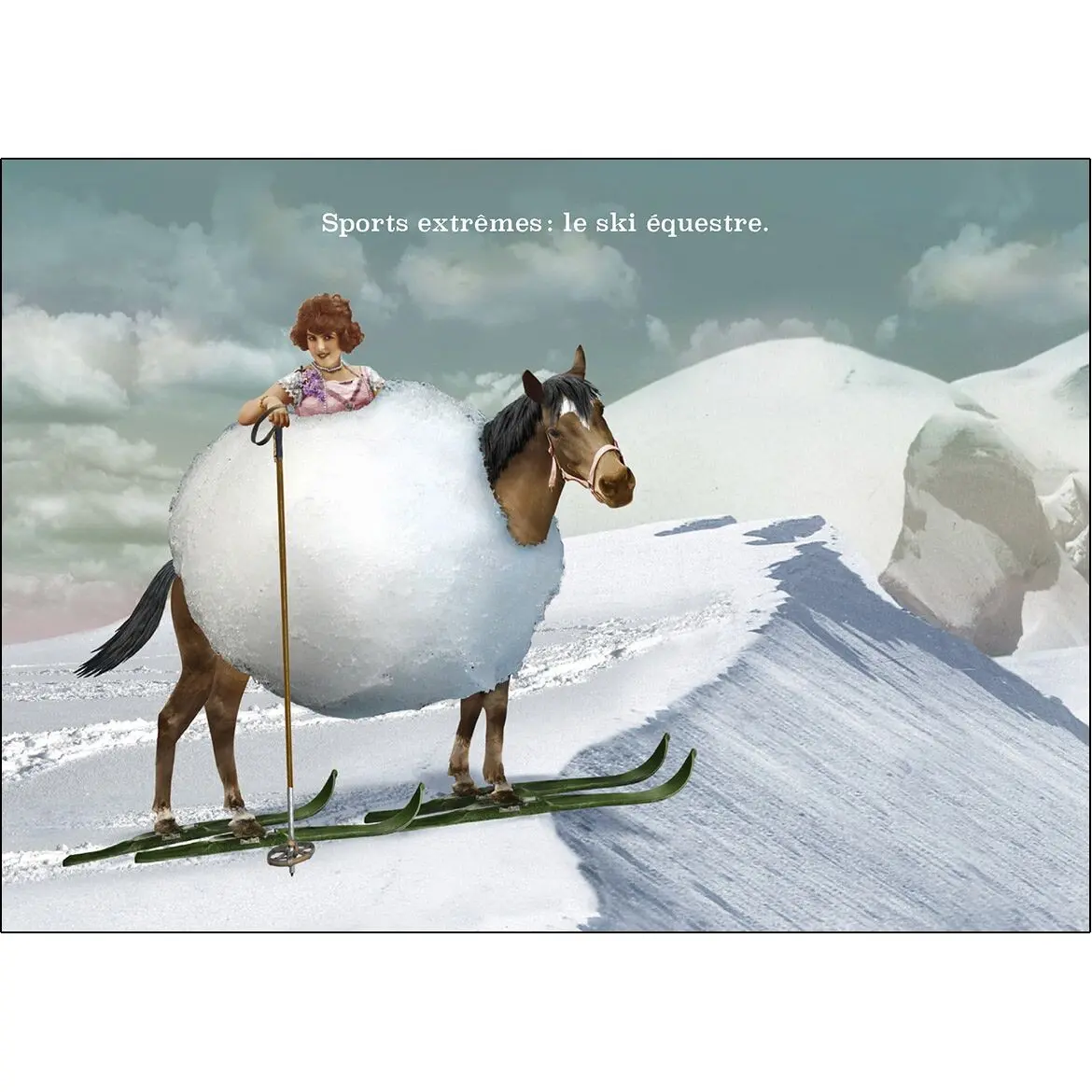 Postcard - Extreme sports: equestrian skiing