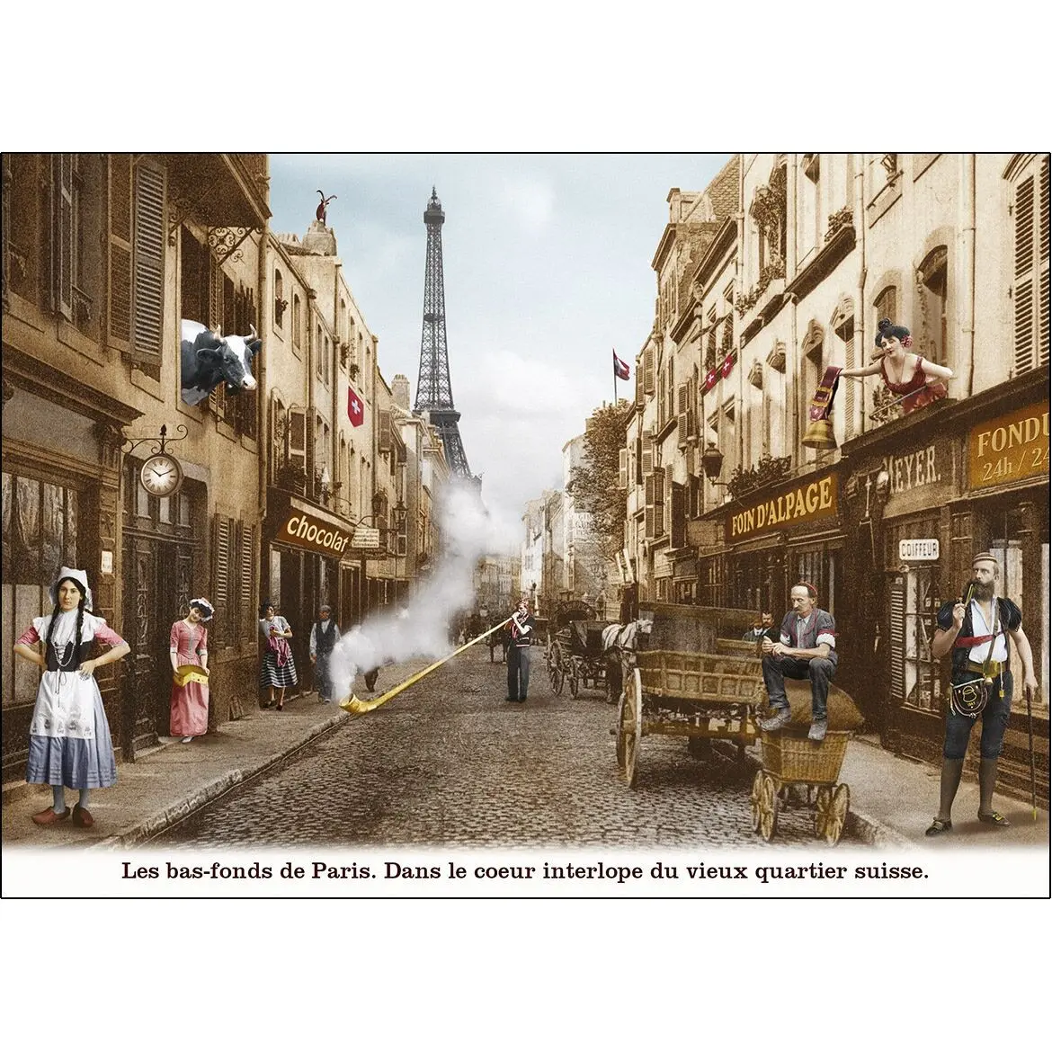 Postcard - The slums of Paris. In the shady heart of the old Swiss quarter.