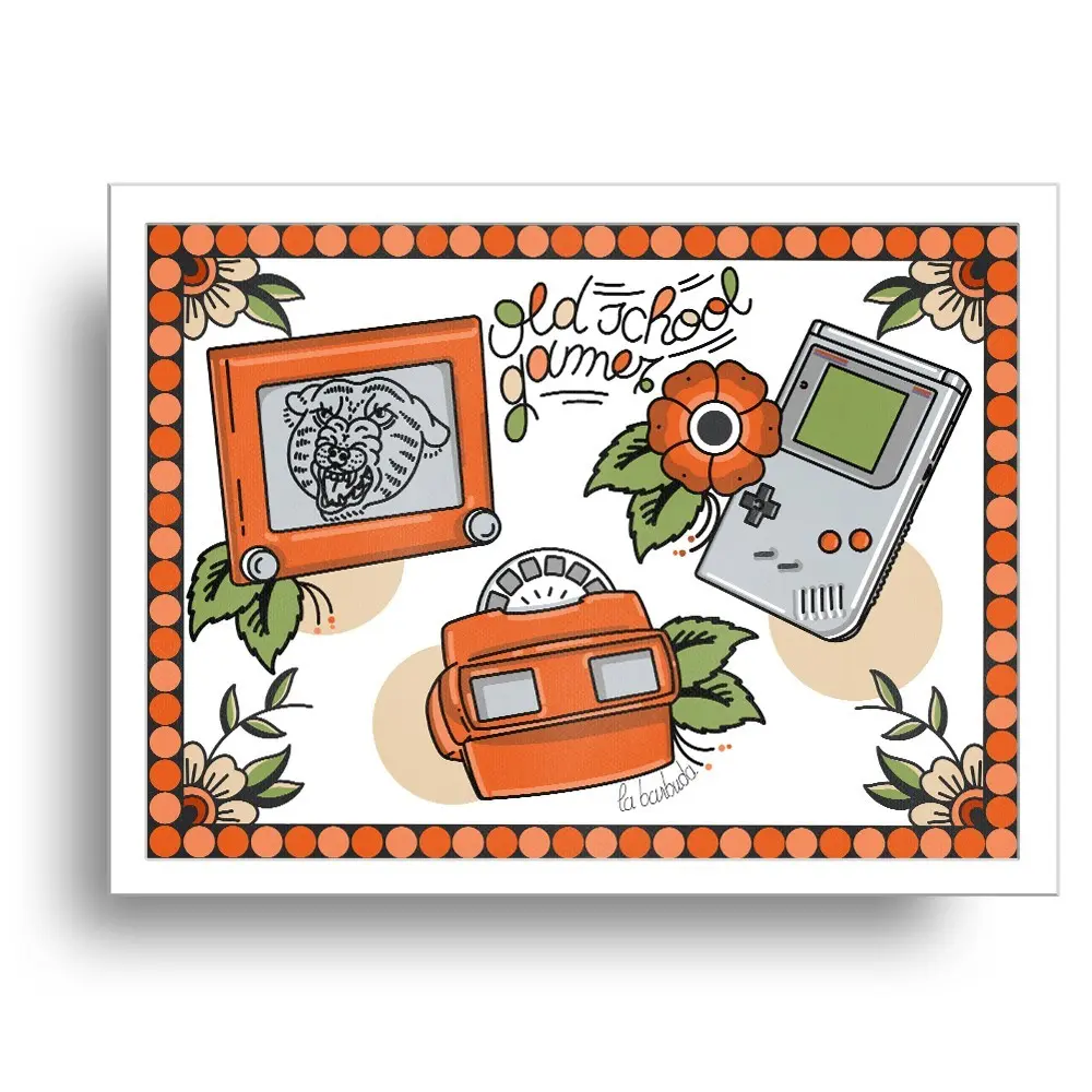 Retro gamer old school video games print