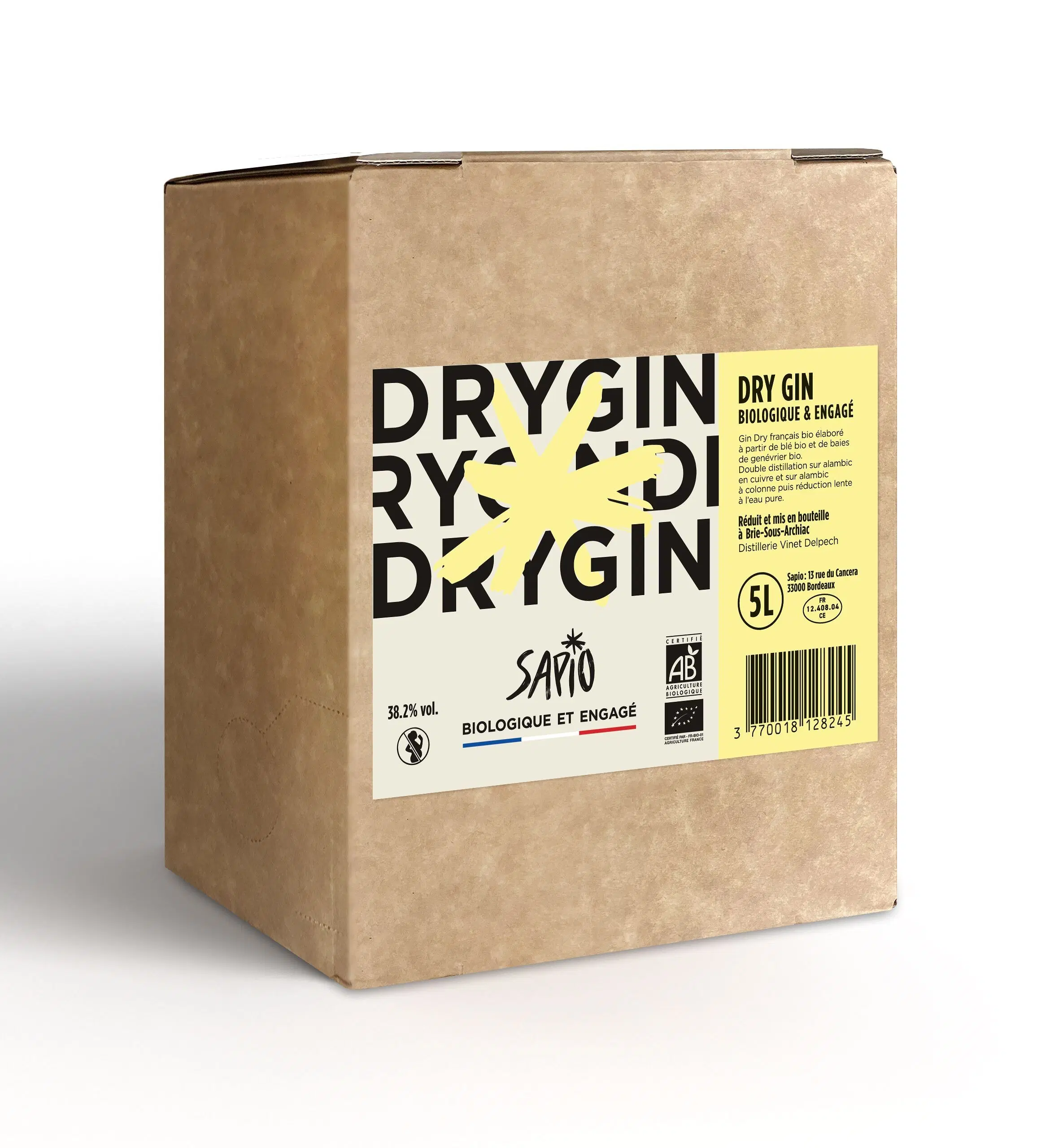 Französischer Bio-Dry-Gin – Bag-in-Box – 5 l