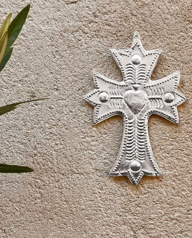 Milagro Ex-voto croix baroque - argenté