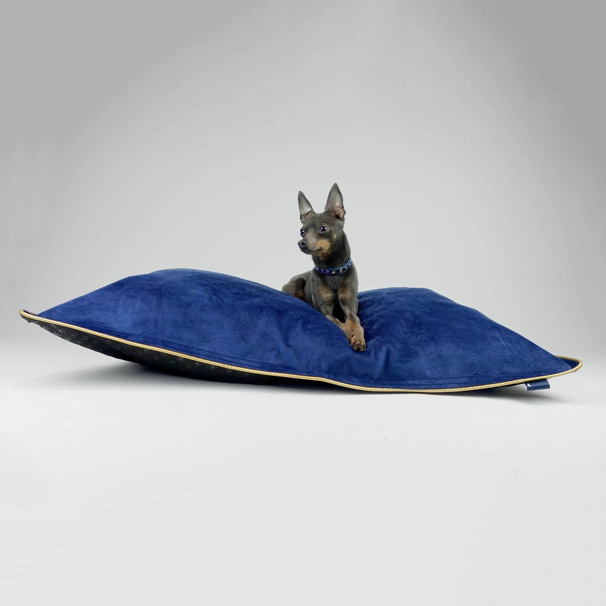 Hillfoot & Paws Handmade Dog Bed 'Scuff Tough' - Blue Velvet