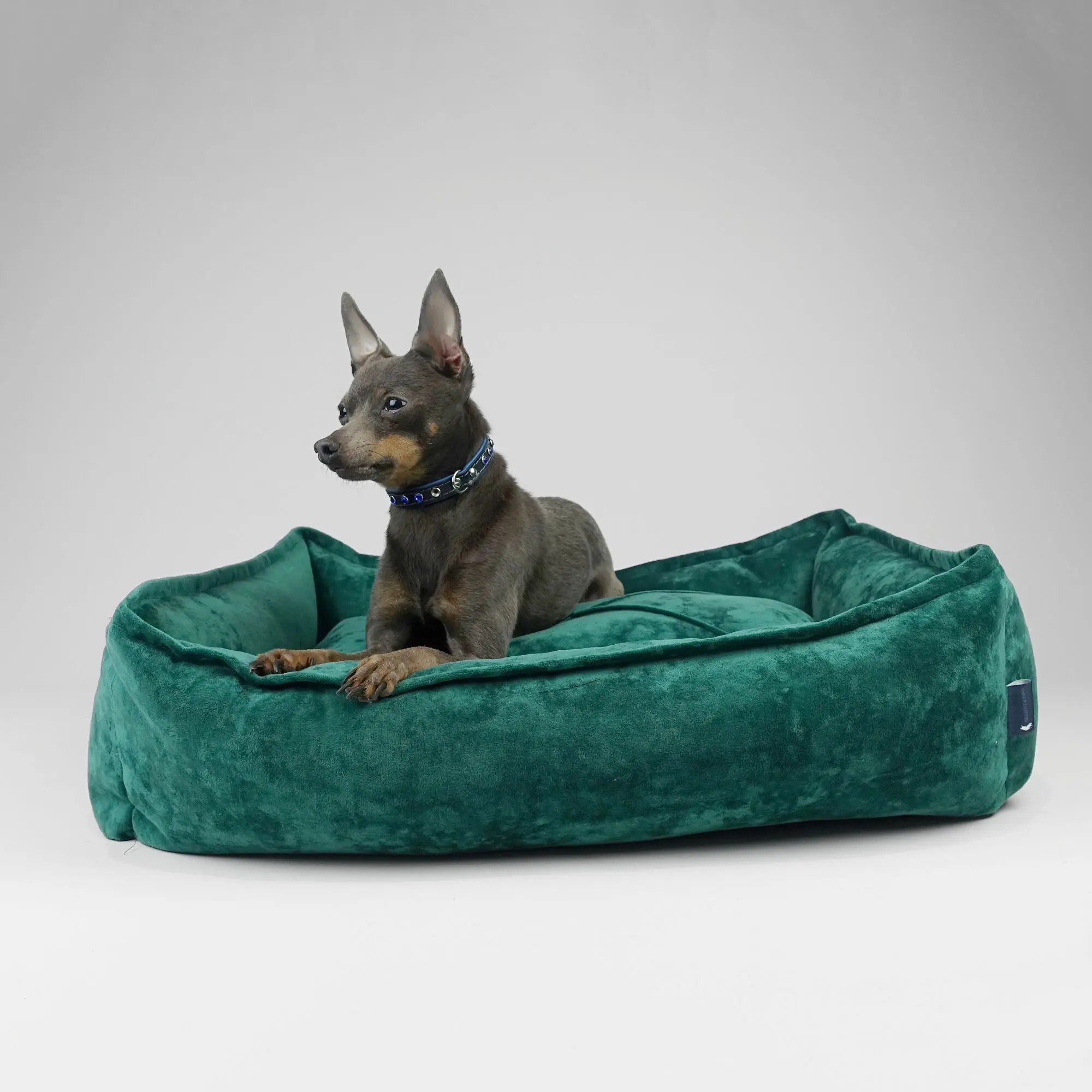 Hillfoot & Paws Handmade Dog Nest Bed - Green Velvet
