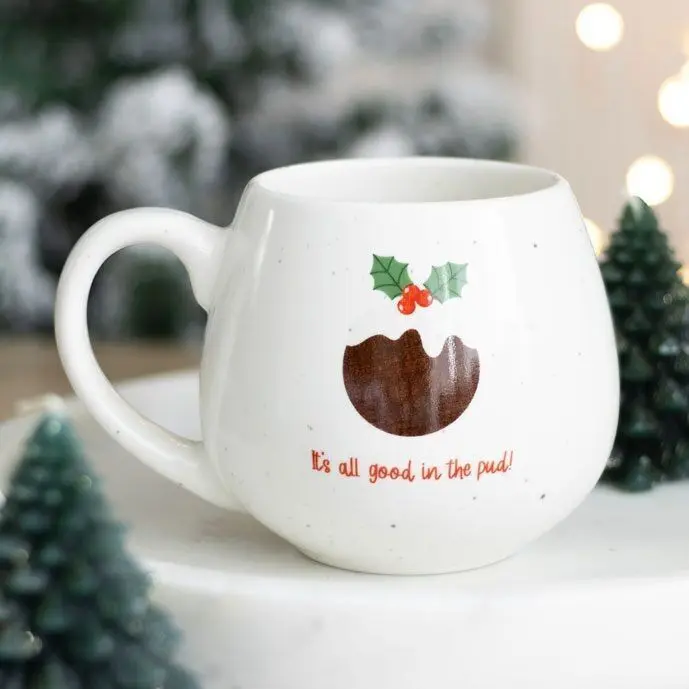 All Good in the Pud Rounded Christmas Mug