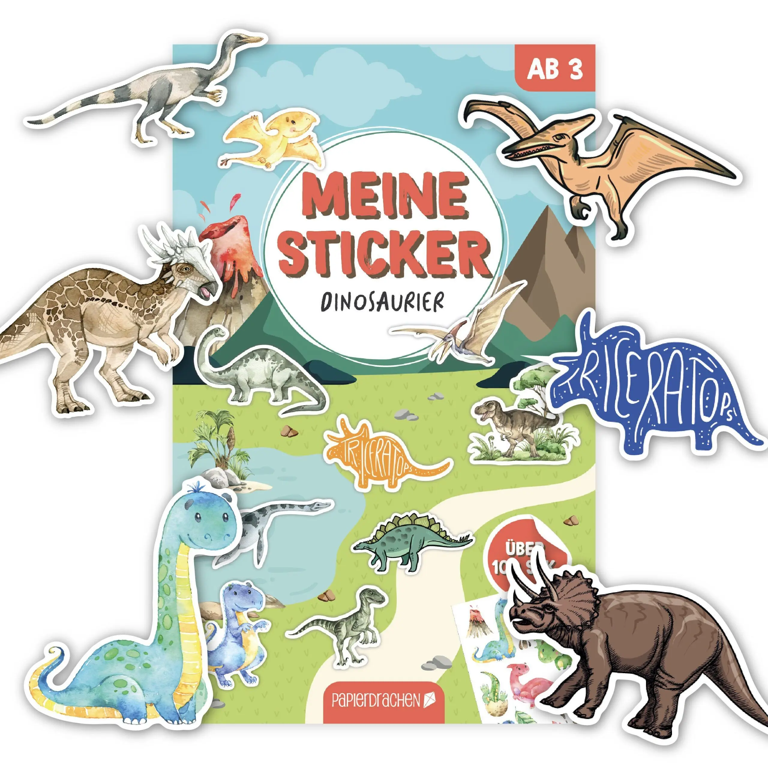 Paper Dragon Sticker Pad Dinosaurs