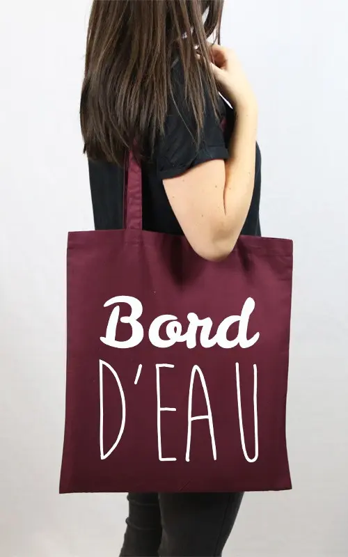 Tote Bag Bord'Eau, burgundy cotton