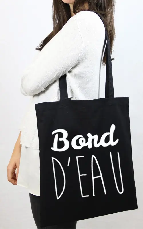 Tote Bag Bord'Eau, black cotton