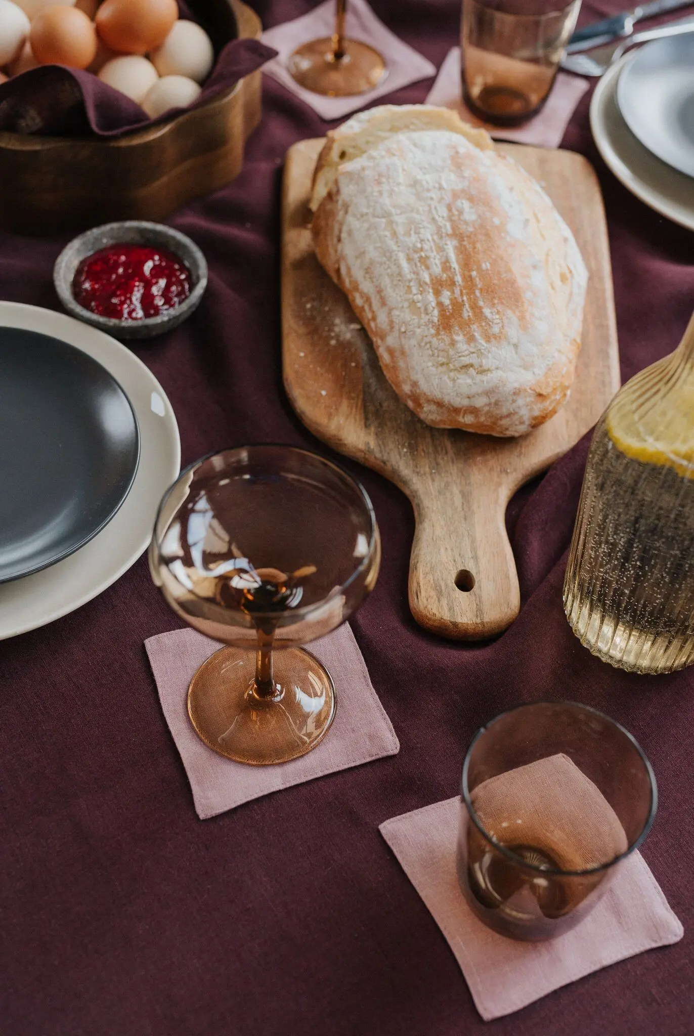 Woodrose linen coaster set of 4