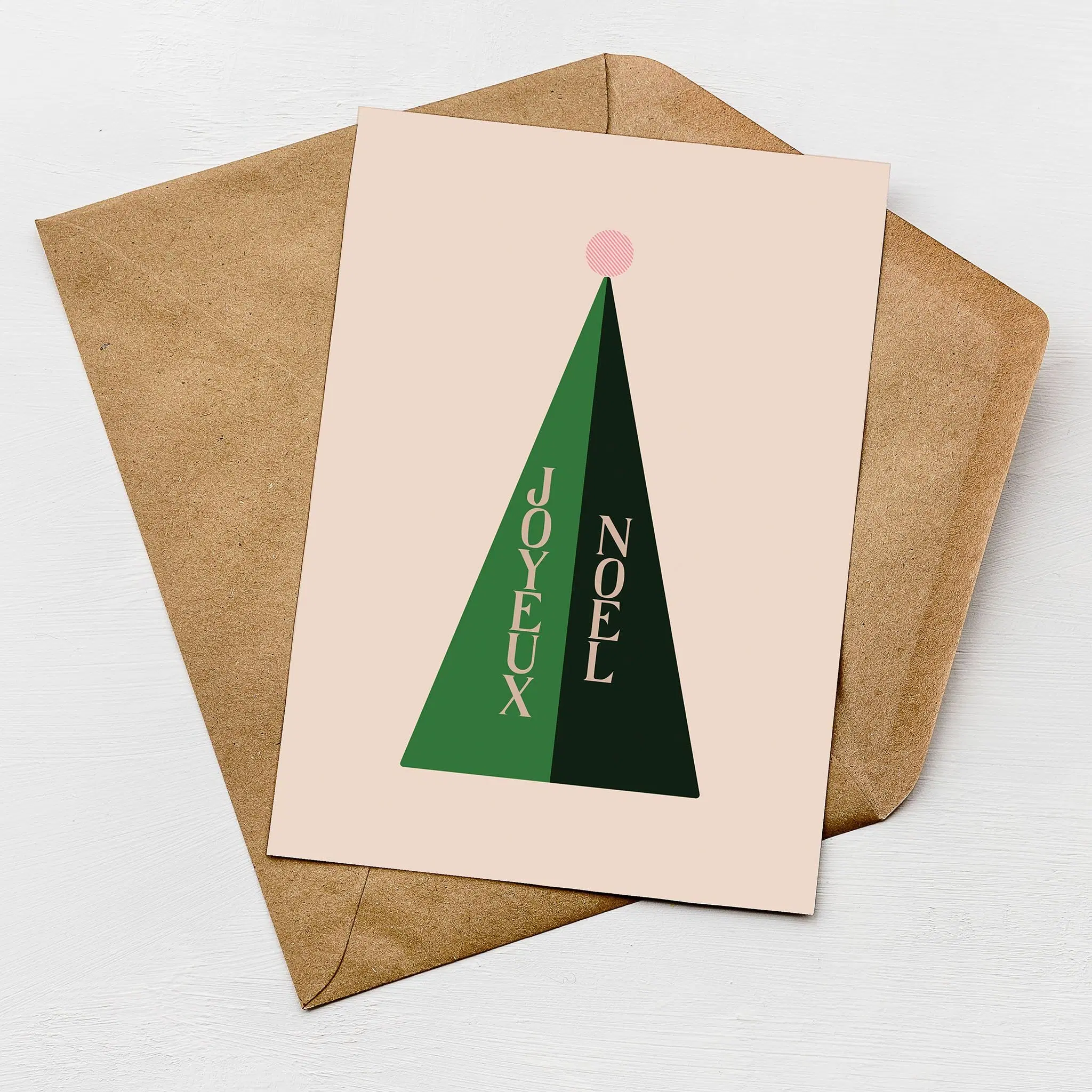Joyeux Noël Christmas Card | Modern Minimalist Tree Design