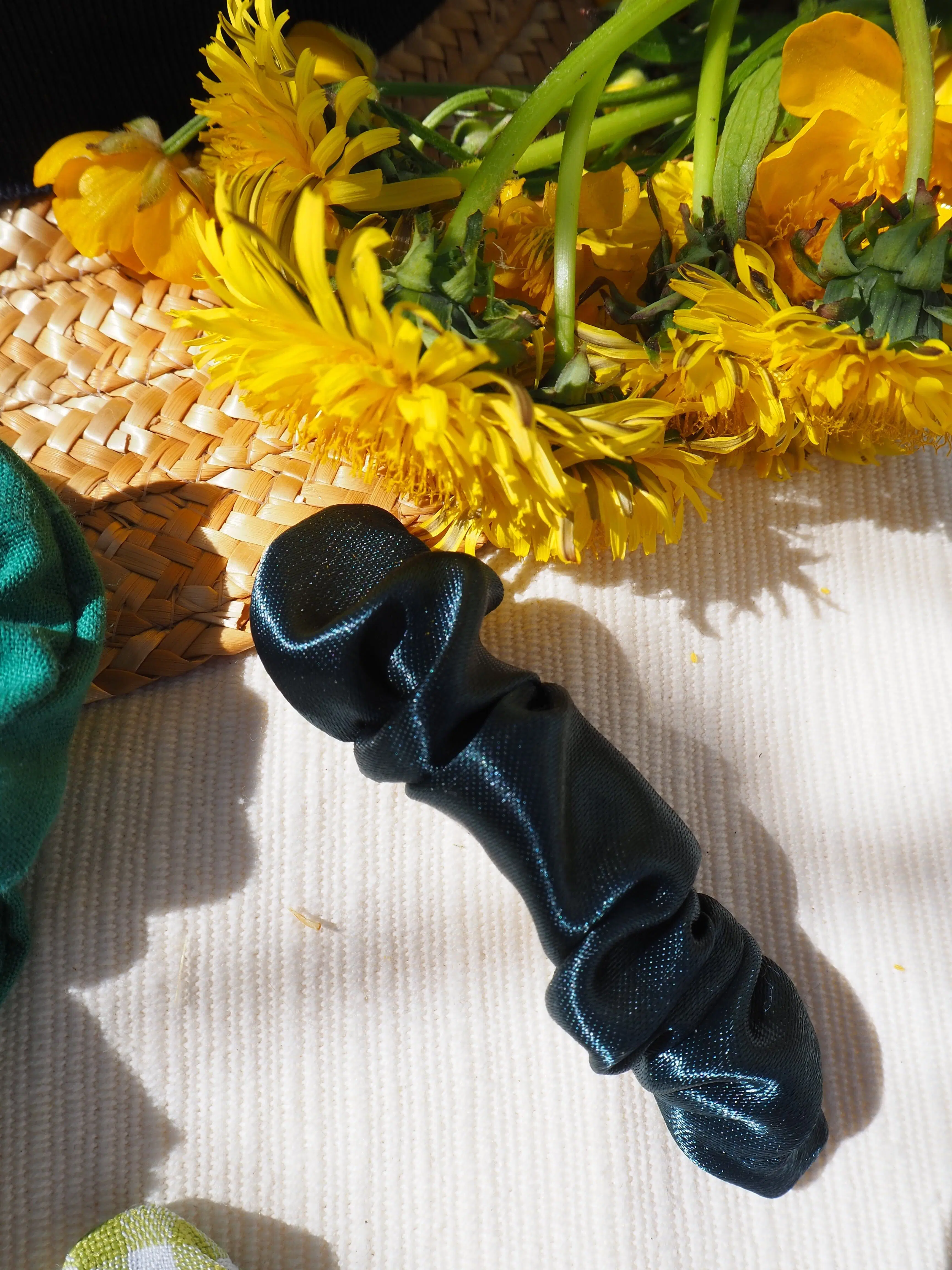 Barrette Plissée Vert Satiné