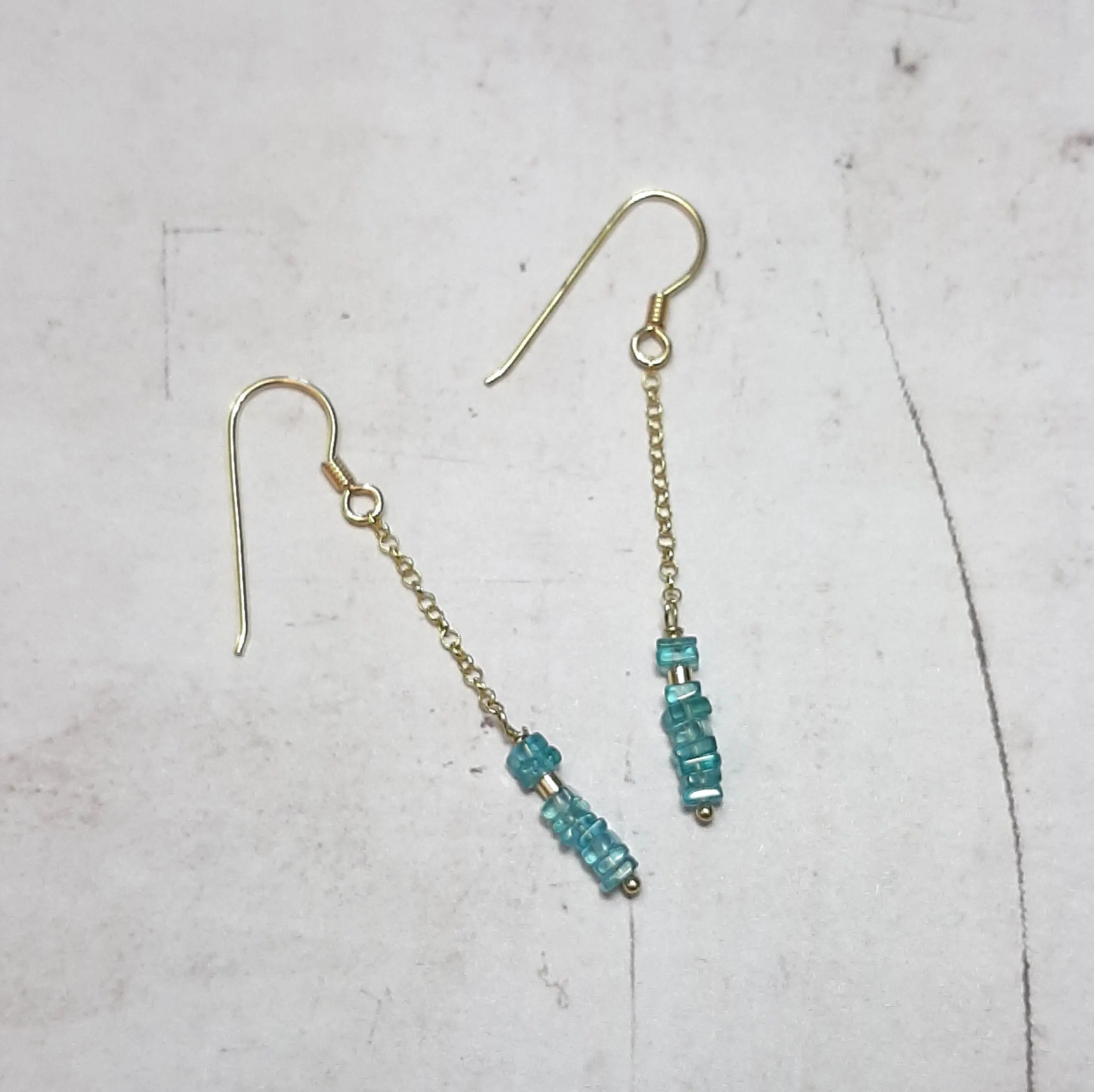 Blue Apatite Earrings in 925 Silver Gold