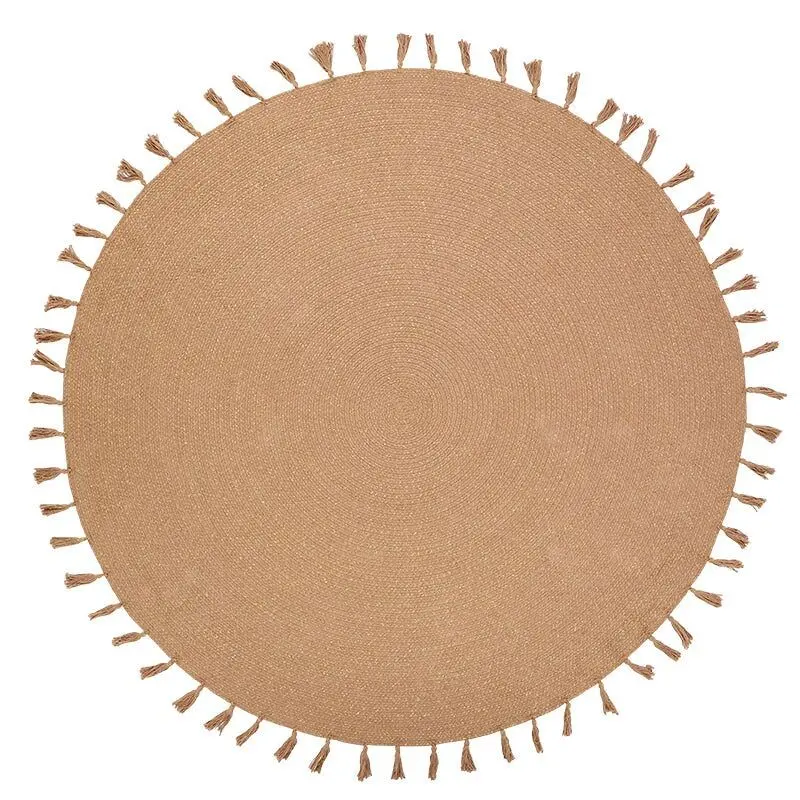 LISETTE round cotton children's bedroom rug with pompoms