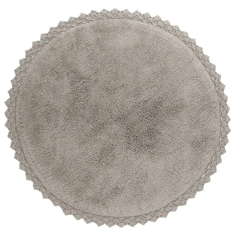 Round washable cotton rug with crochet finish PERLA Grey