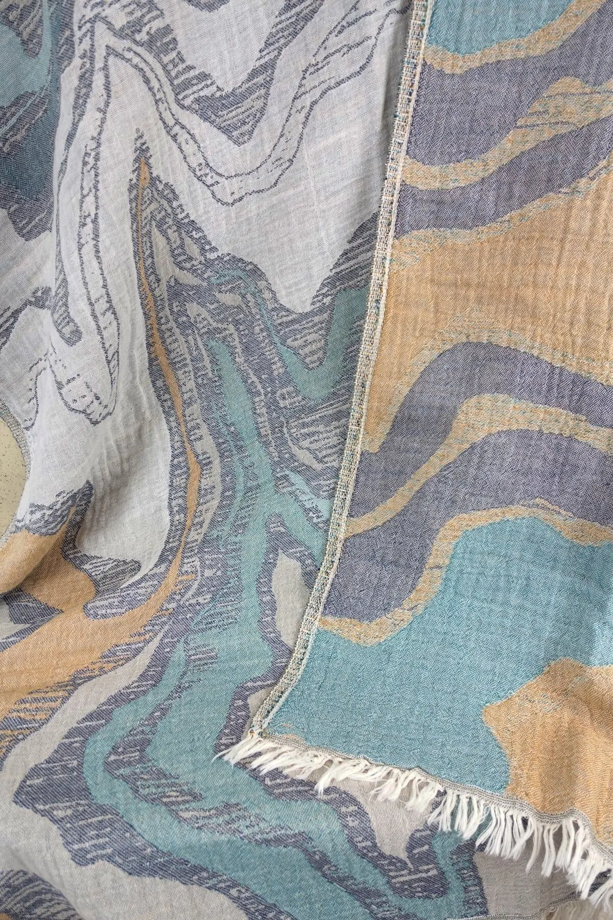 luxurious bath towel reflections turquoise ochre