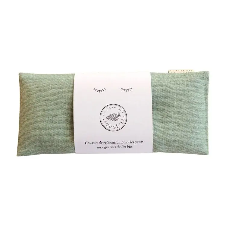 Coussin de relaxation pour les yeux - graines de lin bio - Lin vert kaki
