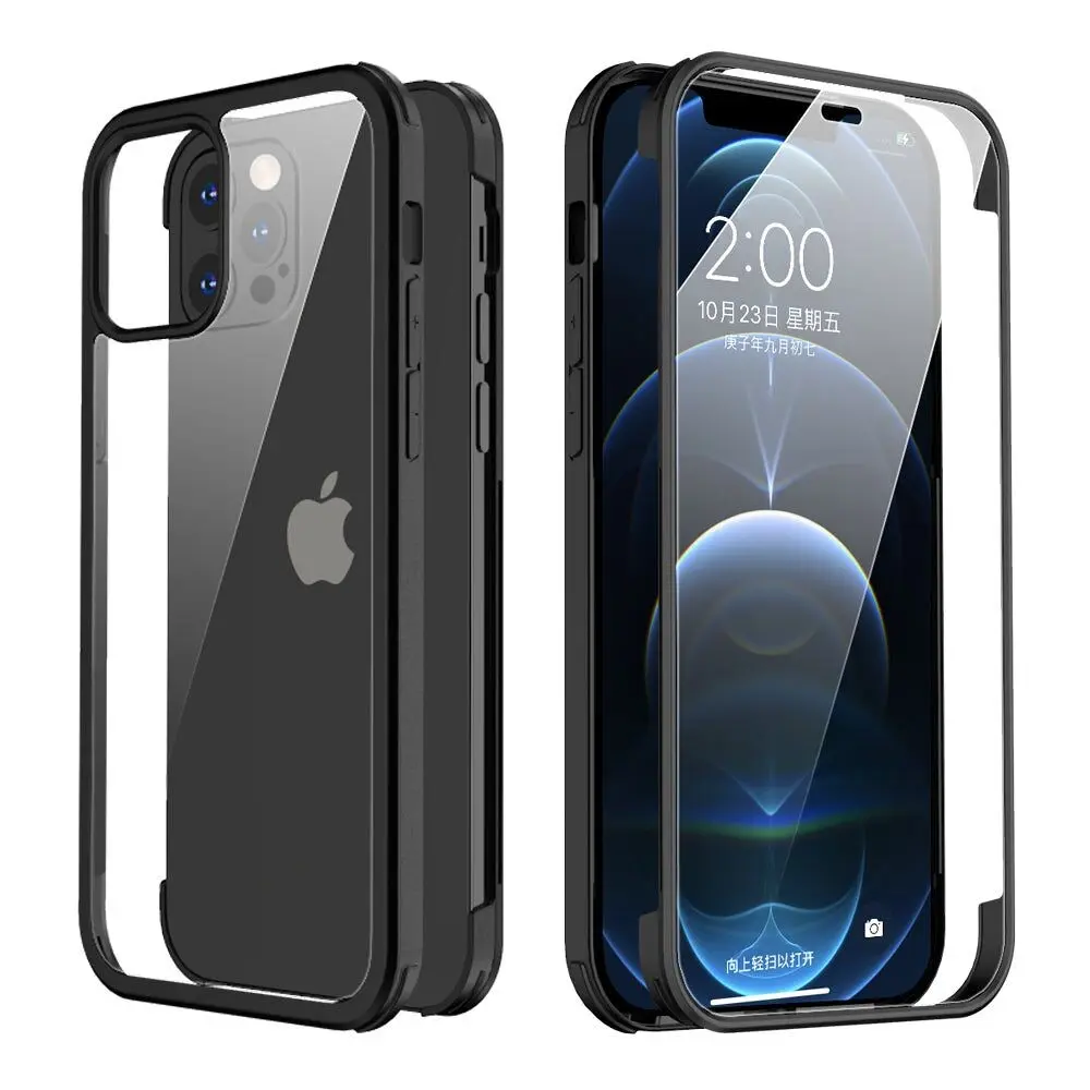 Copertura completa in vetro temperato nero iPhone 12 - 12 Pro