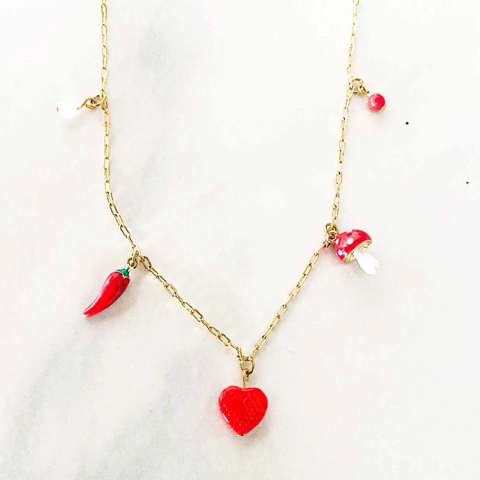 Sophie red charm necklace