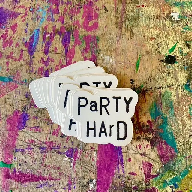 Stickers, decals for cars, laptops..."Party Hard" contour cut outdoor vinyl / matte sticker dimensions: 3.7x3cm