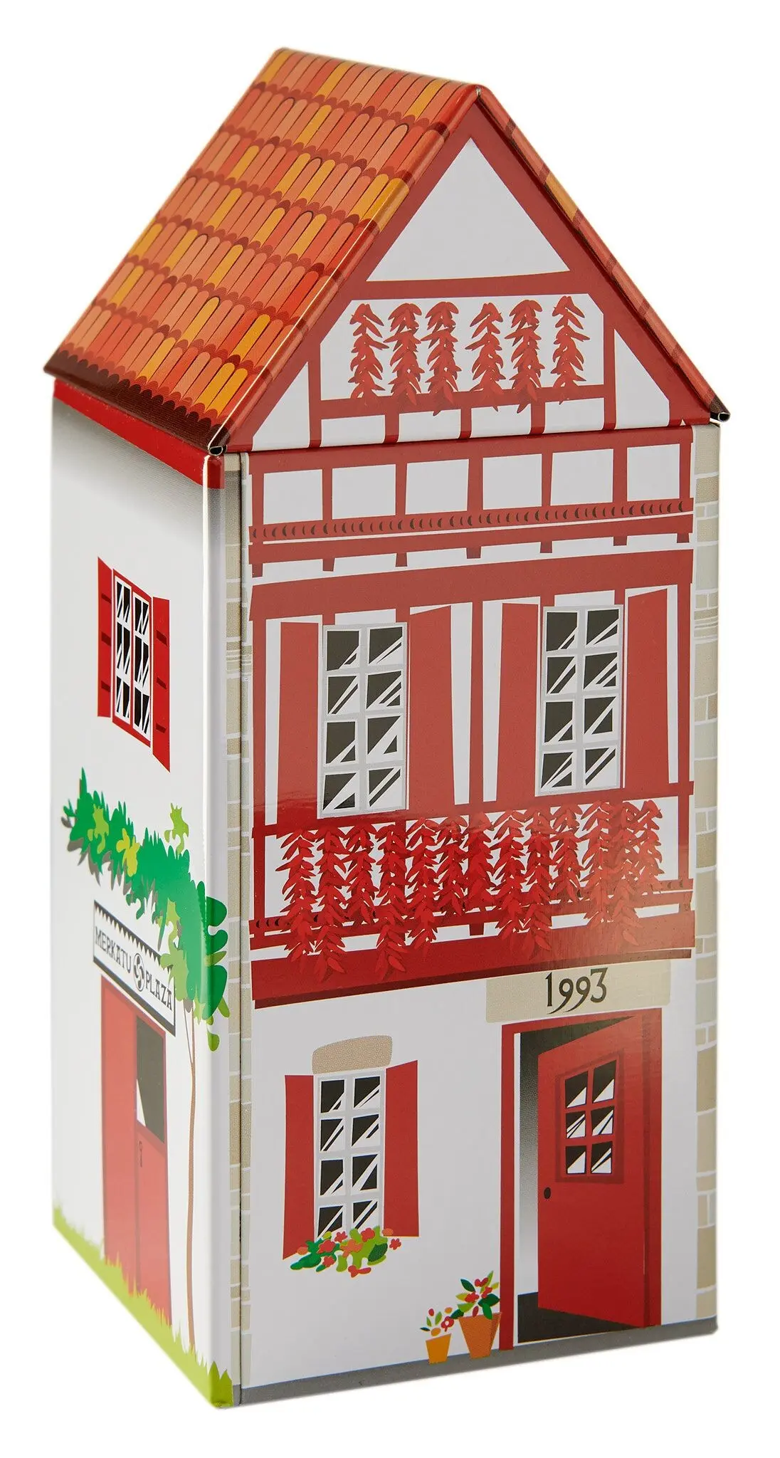 Antton red empty Basque house metal box chocolatier