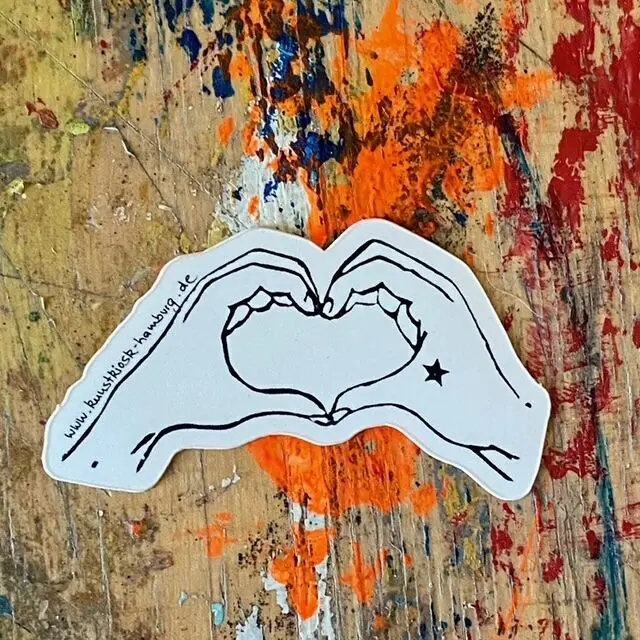 Stickers for laptops, cell phones, cars..."Hand Heart" contour cut outdoor vinyl / matte sticker dimensions: 5.9 x 3.4 cm