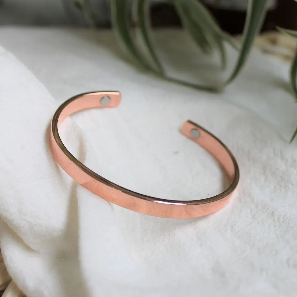 Copper Bracelet with Magnets Flat Bangle