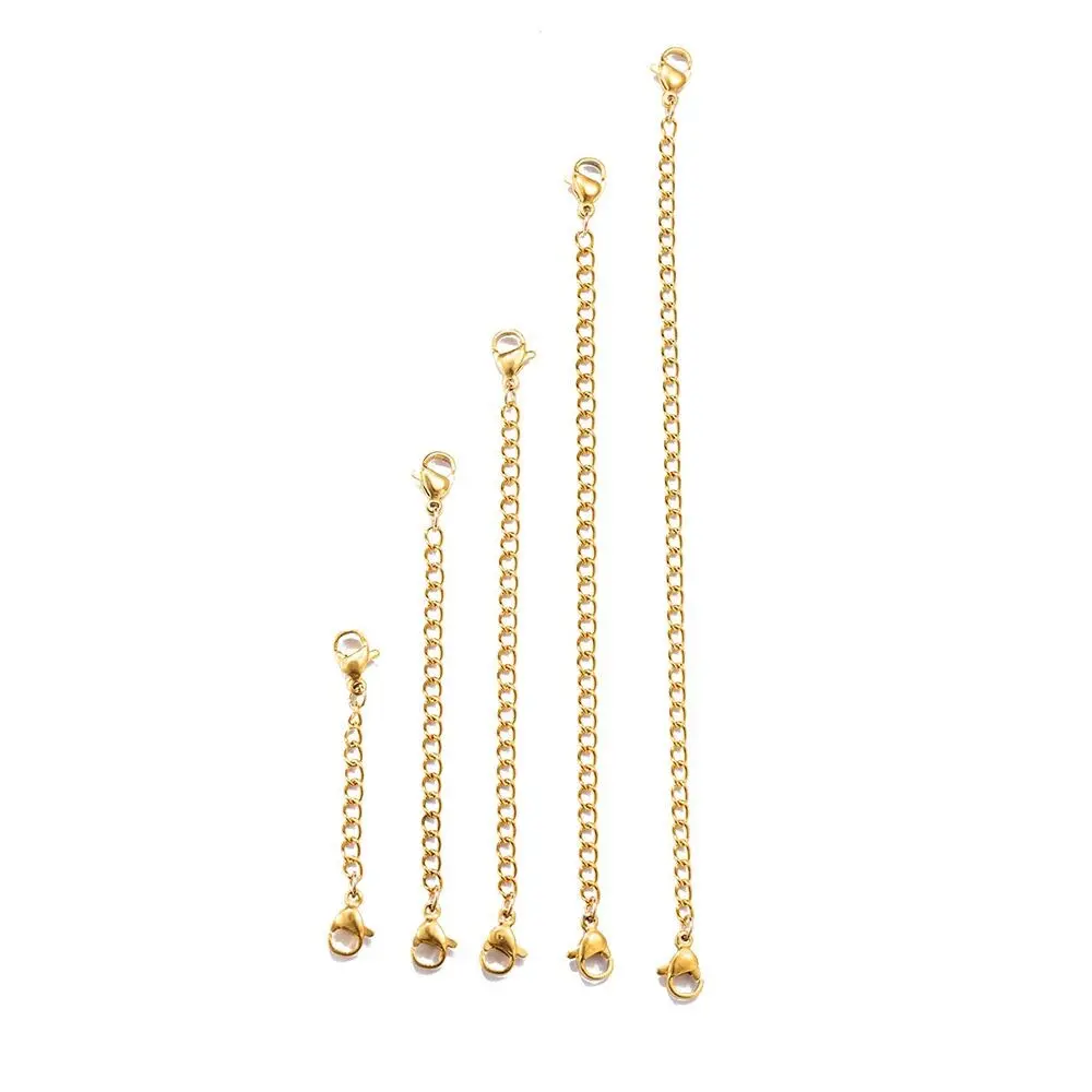 Verlängerungskette Edelstahl vergoldet - versilbert, 5-teiliges Set, Extender Chain, Kettenverlängerung, Edelstahlkettchen