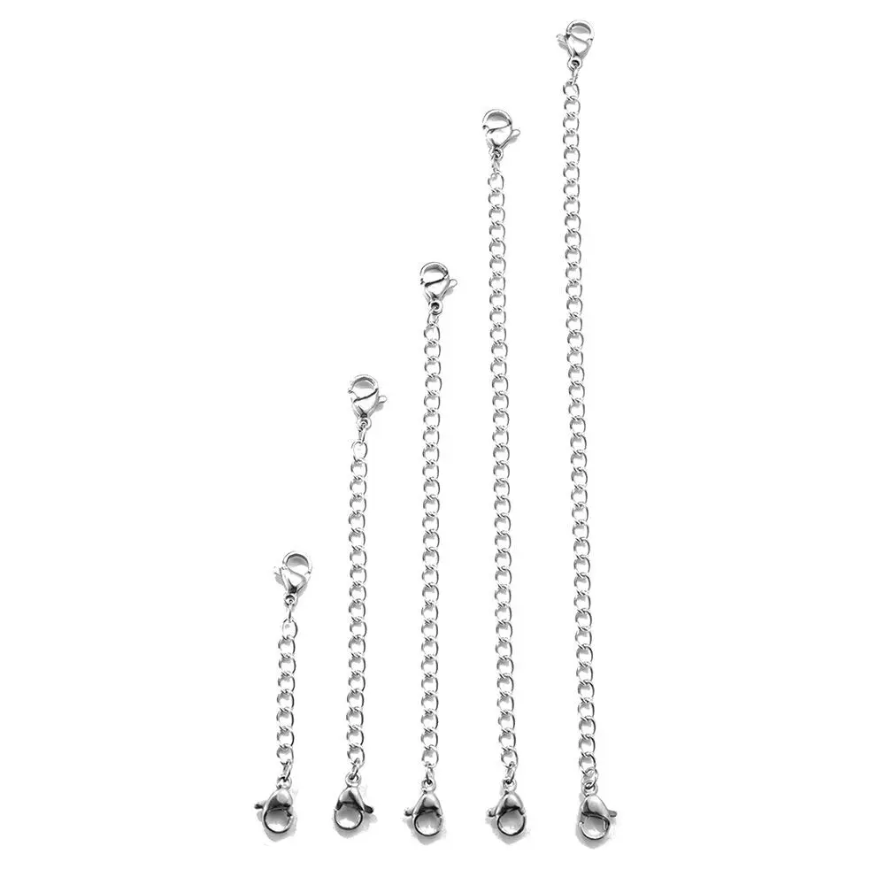 Verlängerungskette Edelstahl versilbert, 5-teiliges Set, Extender Chain, Kettenverlängerung, Edelstahlkettchen