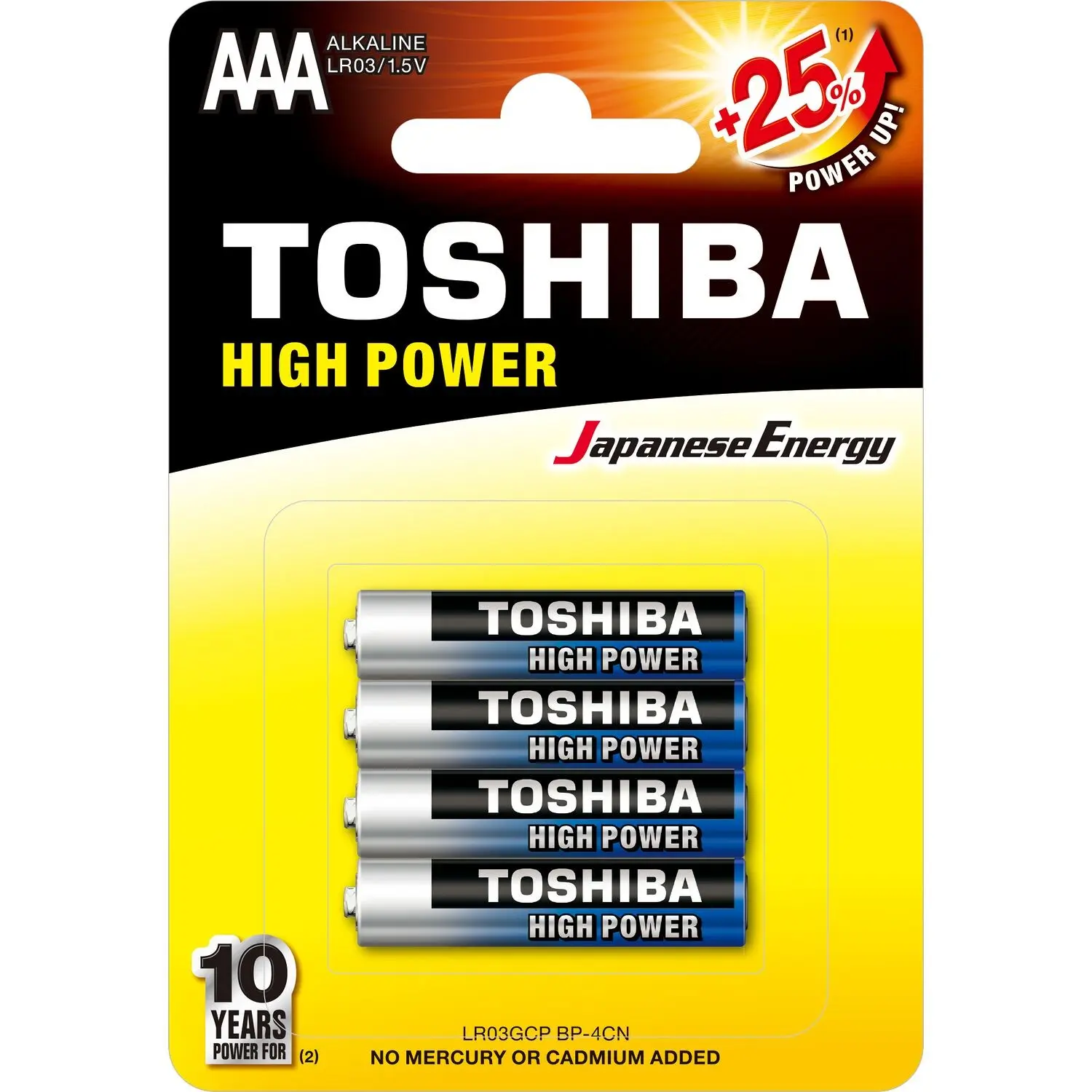Toshiba Blister 4 AAA Batteries - High Power