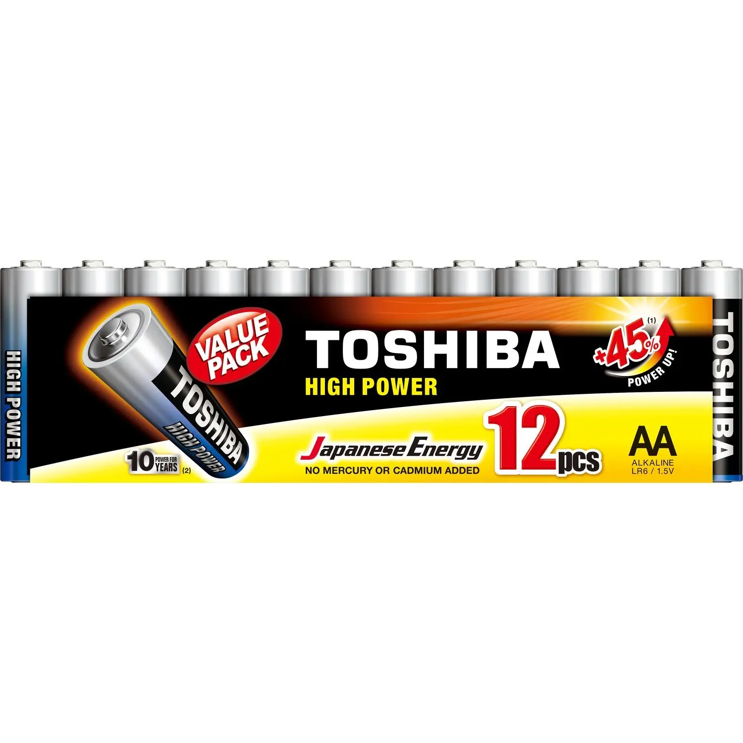 TOSHIBA Pack x 12 ALKALINE BATT AA LR03 GCP batteries