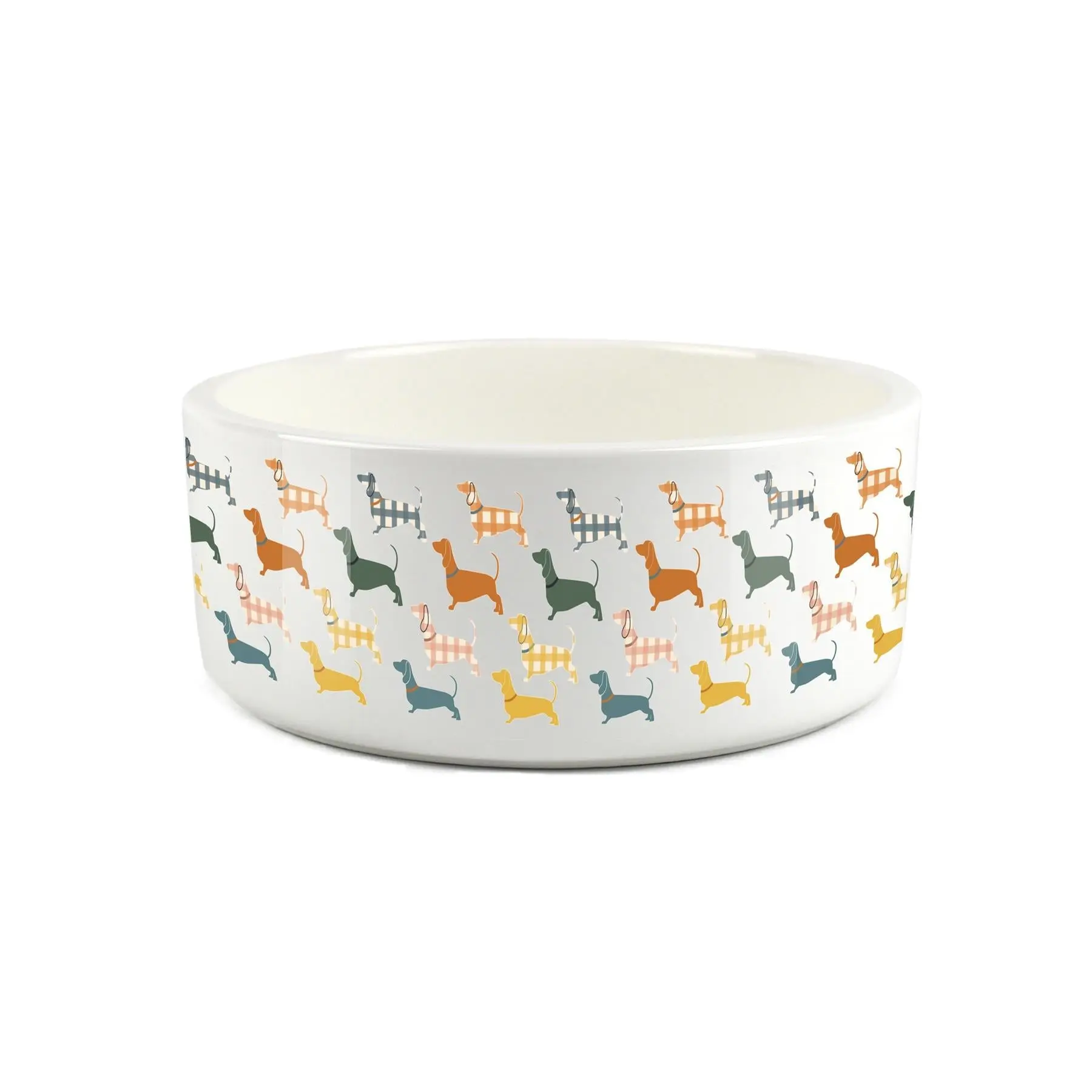 Gingham Dachshund Pet Bowl