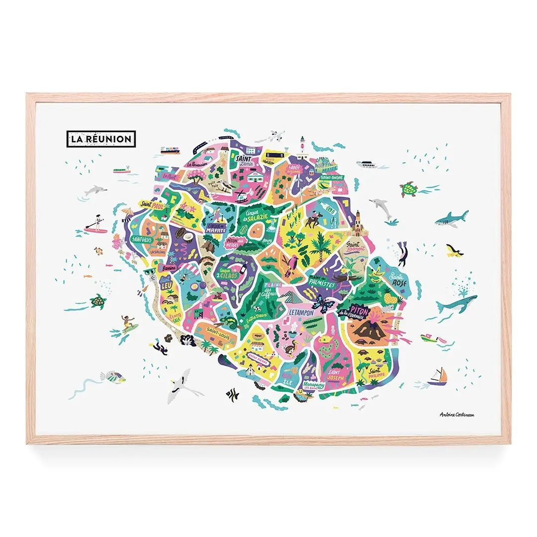 Poster - illustrated with a picture of Reunion Island by Antoine Corbineau