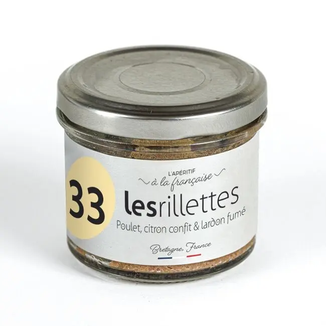 Rillettes de pollo con limón confitado y bacon 90gr