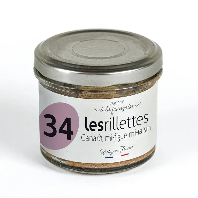 Rillettes de pato mitad higos mitad uvas 90 gr - sin cerdo - carne francesa - receta dulce y salada