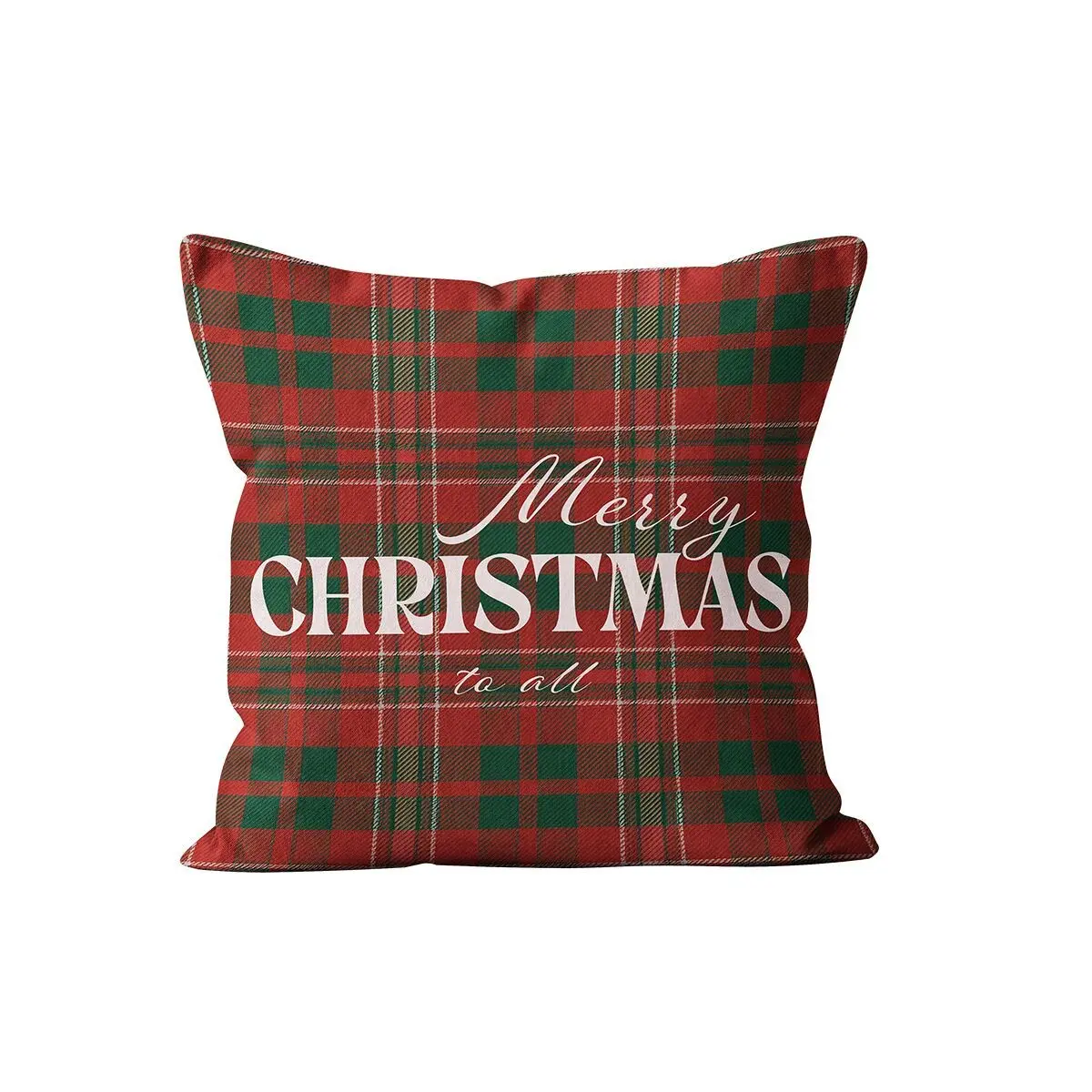 Christmas tartan velvet cushion