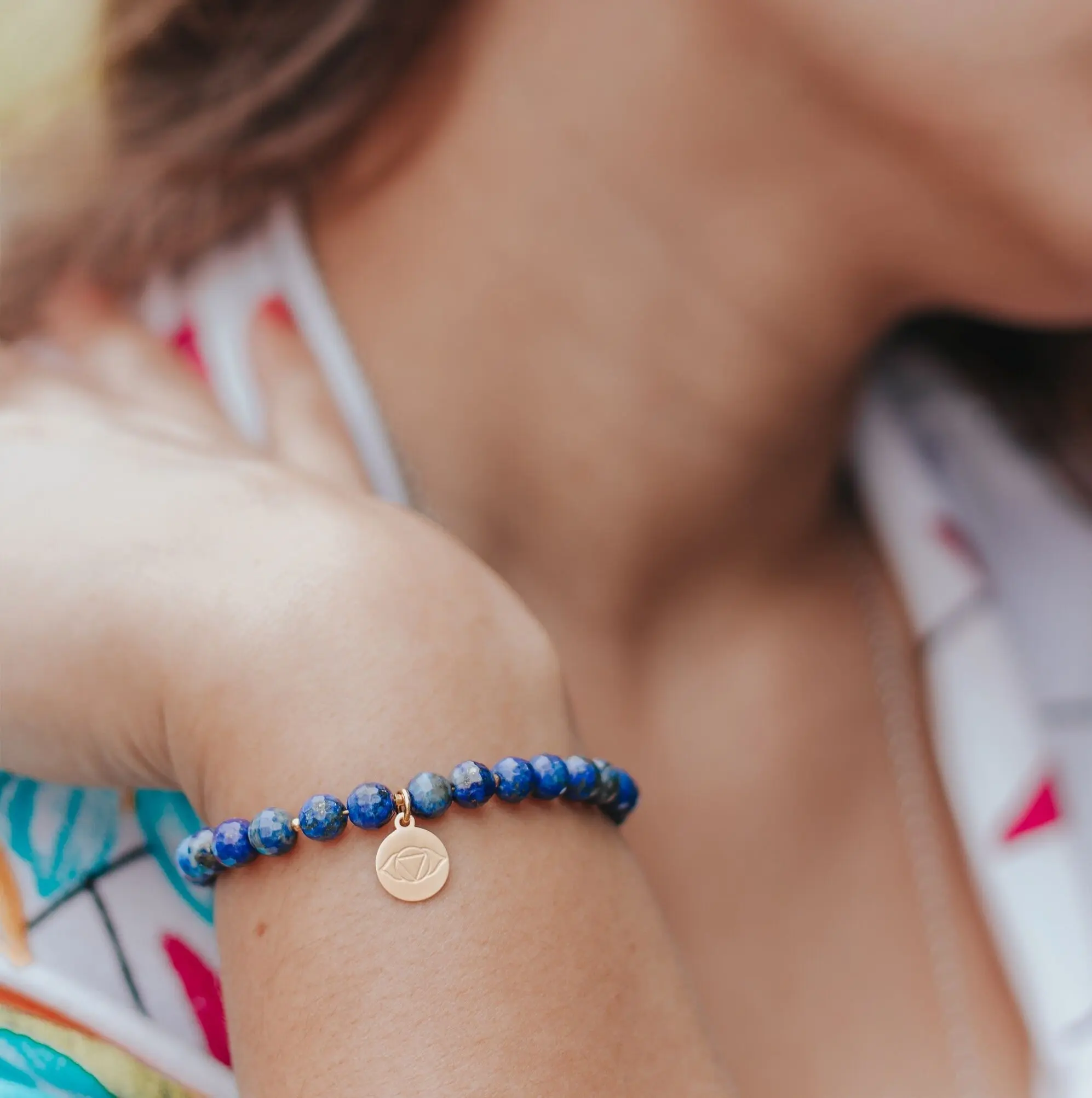 Lapis Lazuli Chakra Ajna Bracelet in 925 Silver Gold