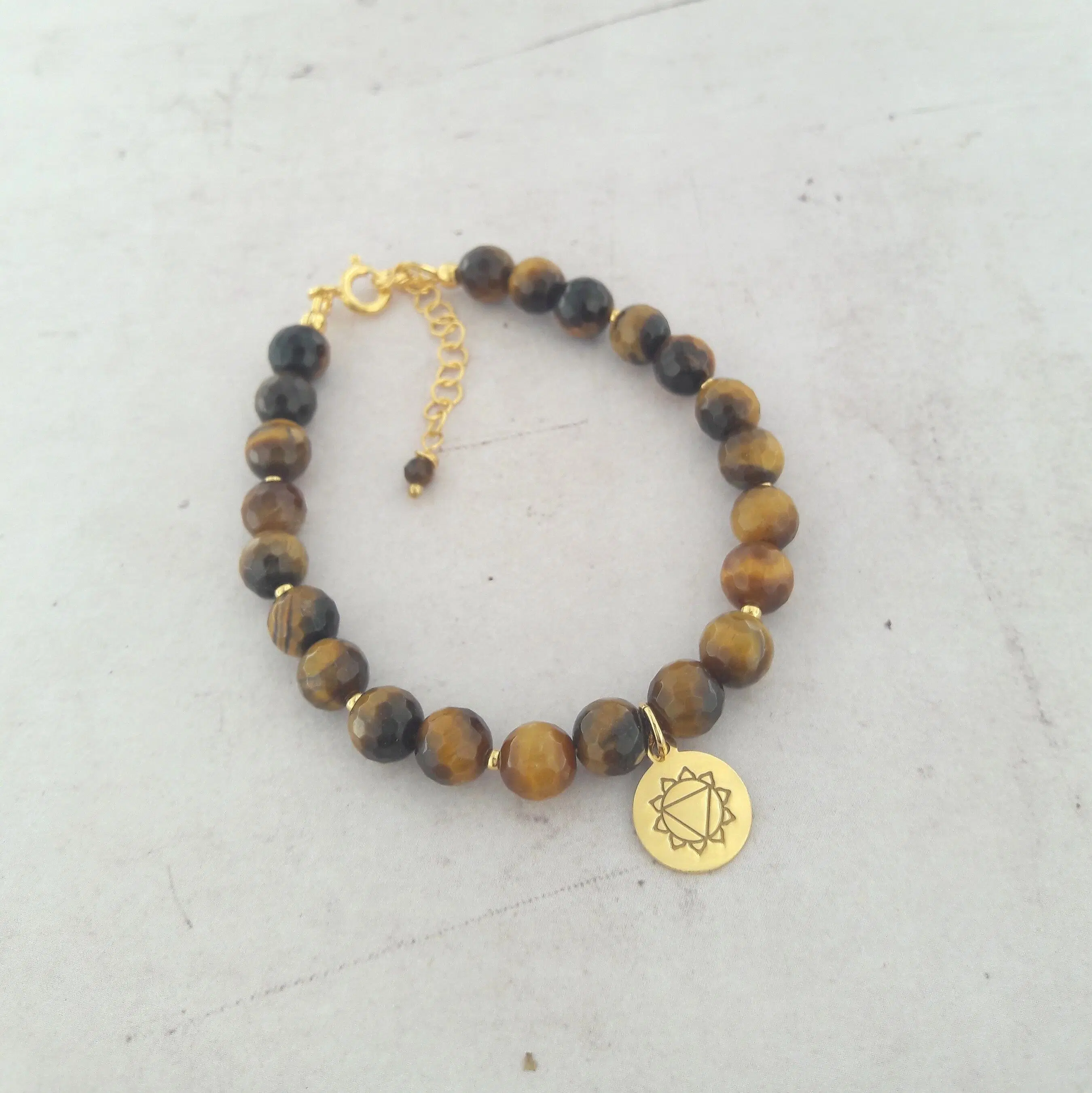 Tiger Eye Chakra Manipura Bracelet in 925 Silver Gold